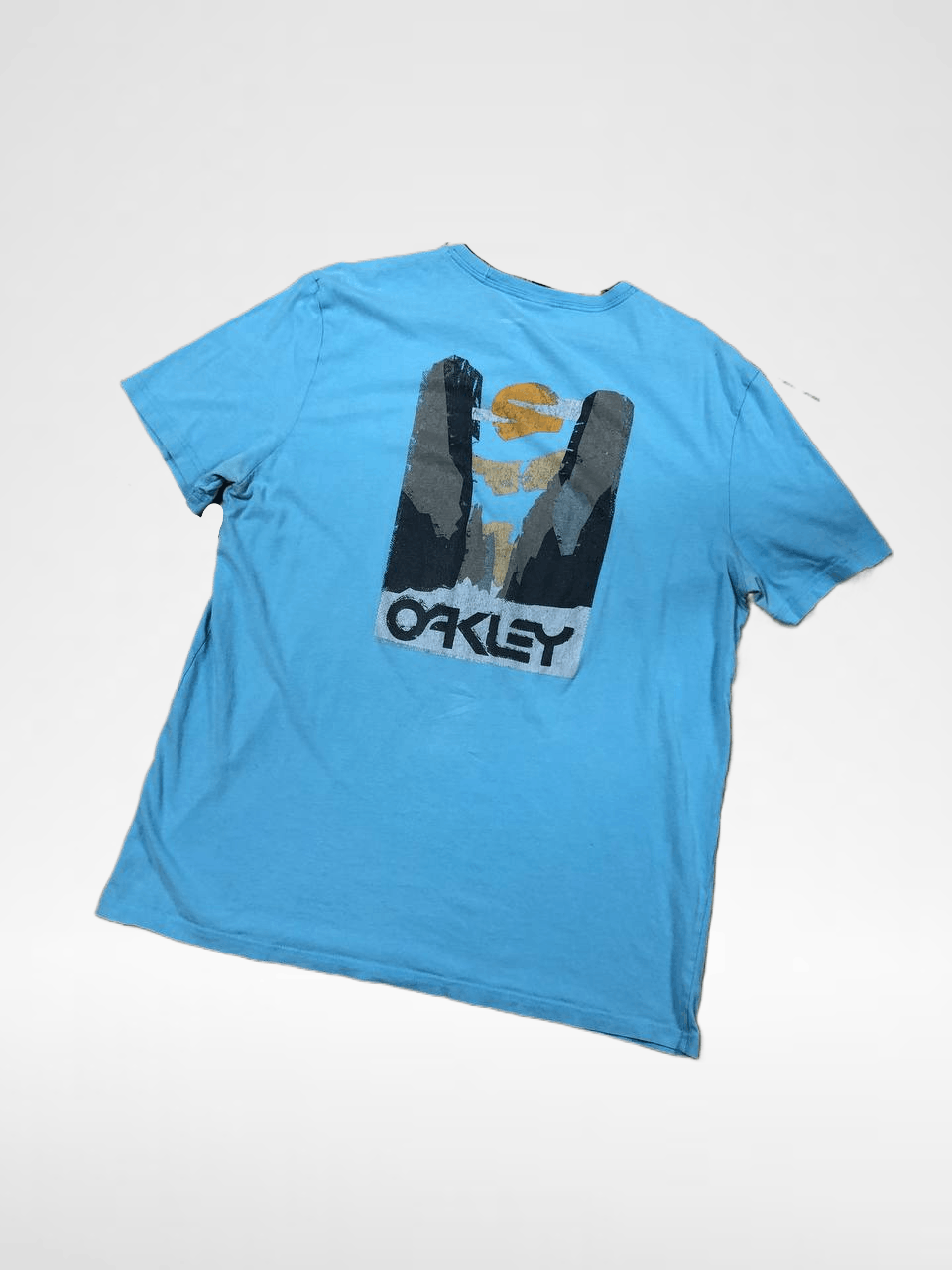 Blue Big Print T-Shirt OAKLEY Size XL Y2K