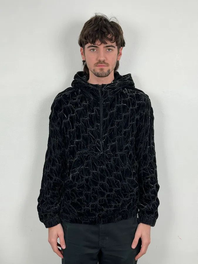 Emporio Armani 2010s Emporio Armani Black Wool Relief Hooded Jacket Size US M / EU 48-50 / 2 - 2 Thumbnail