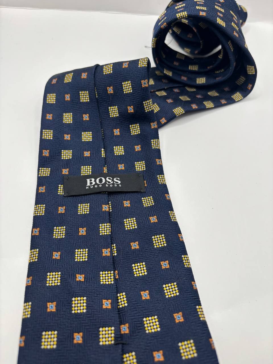 Hugo Boss Hugo Boss Silk Geometric Tie - Navy/Blue - Made in Italy Size ONE SIZE - 1 Thumbnail
