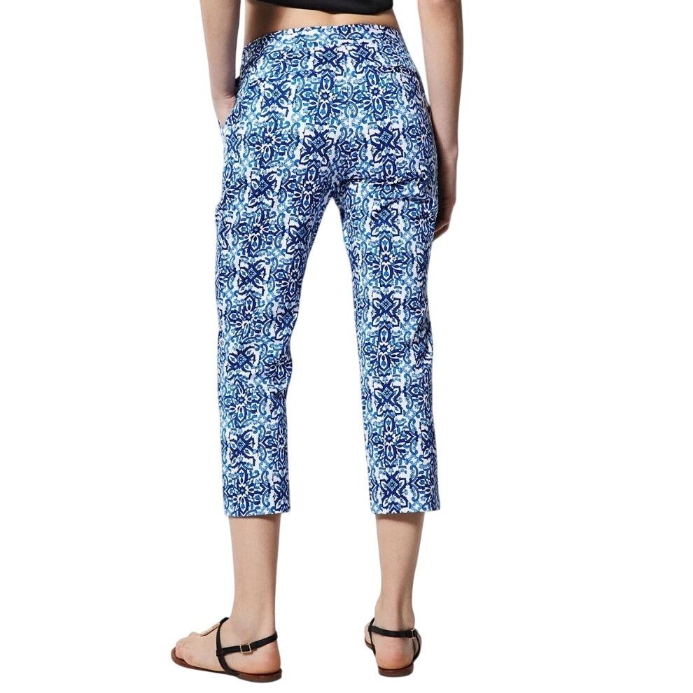 MILLY Milly Blue/White Floral Pants | Size 4 Size 27" / US 4 / IT 40 - 6 Thumbnail