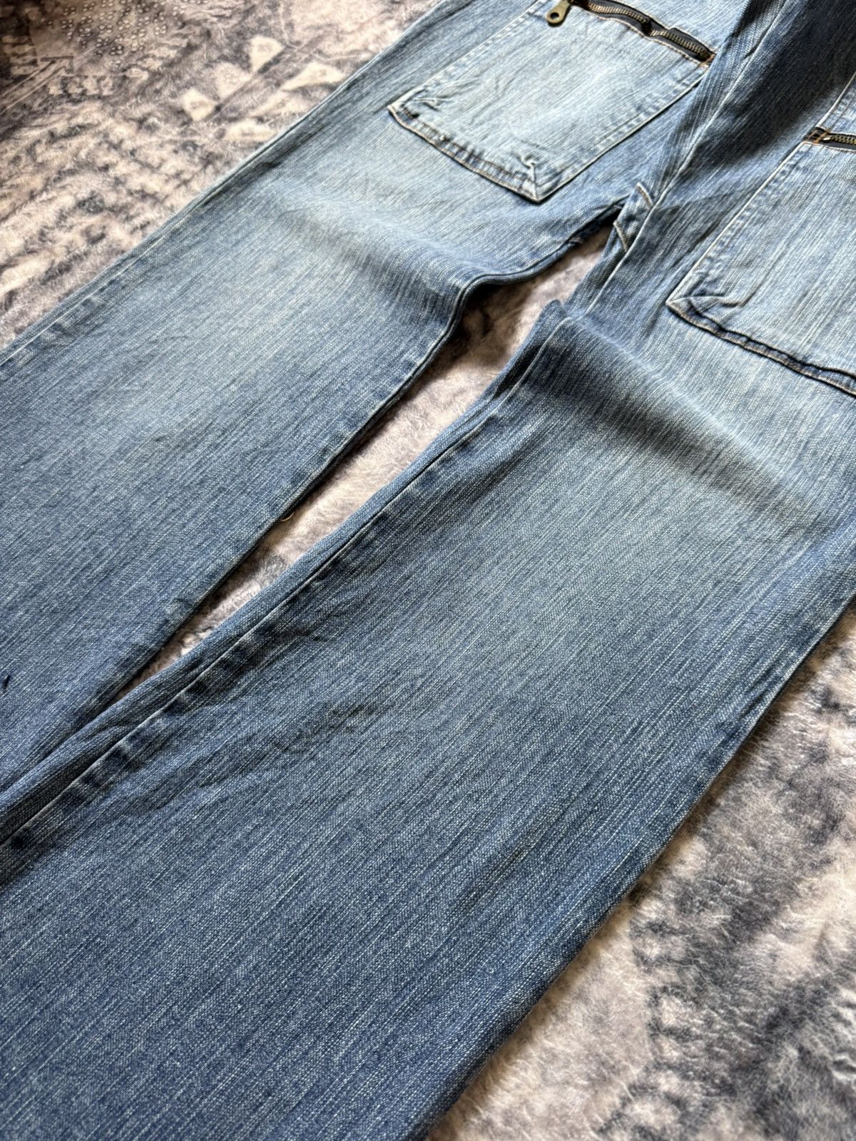 Japanese Brand × Le Grande Bleu (L.G.B.) Goddess Utility Patch Pocket Cargo Flared Jeans Size US 32 / EU 48 - 9 Thumbnail
