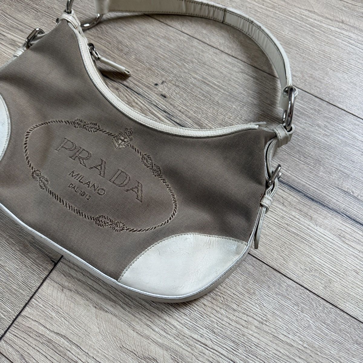 Prada Prada bag big logo jacquard canvas Size ONE SIZE - 2 Thumbnail
