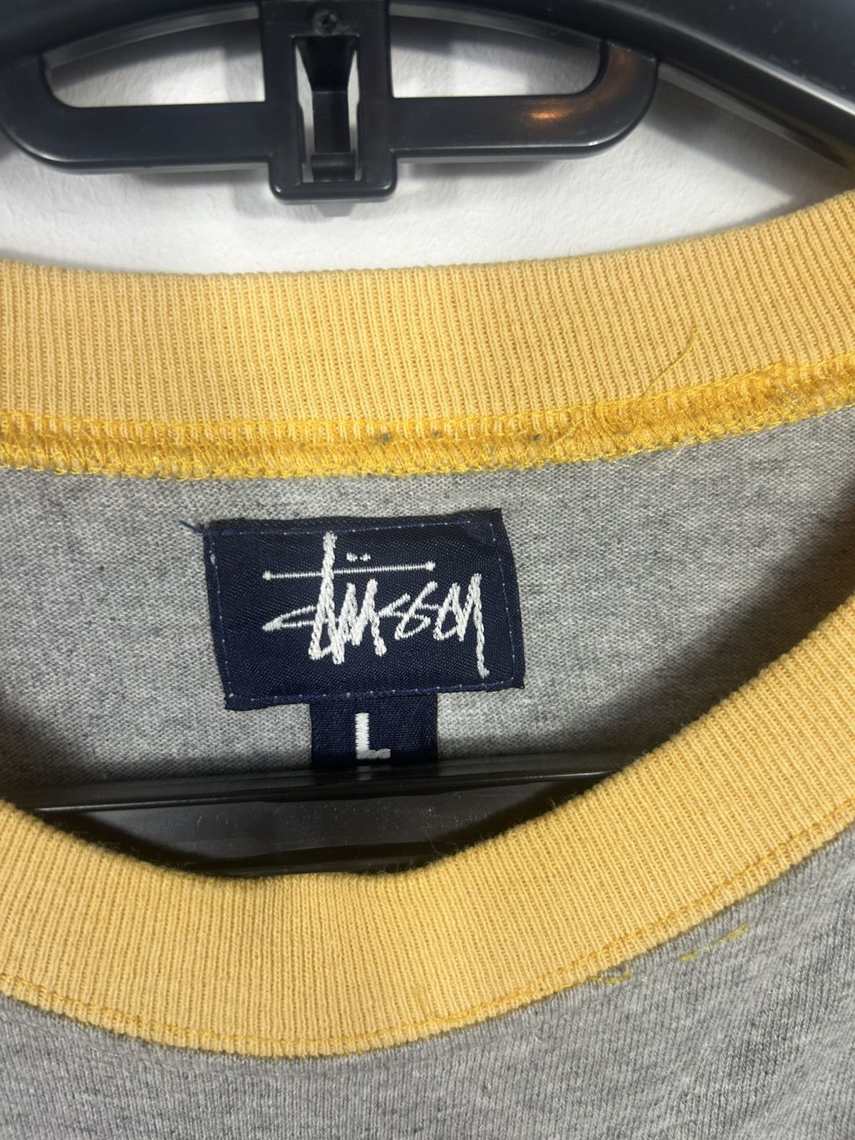Stussy Vintage Stüssy Long Sleeve Grey & Yellow size L Size US L / EU 52-54 / 3 - 13 Thumbnail