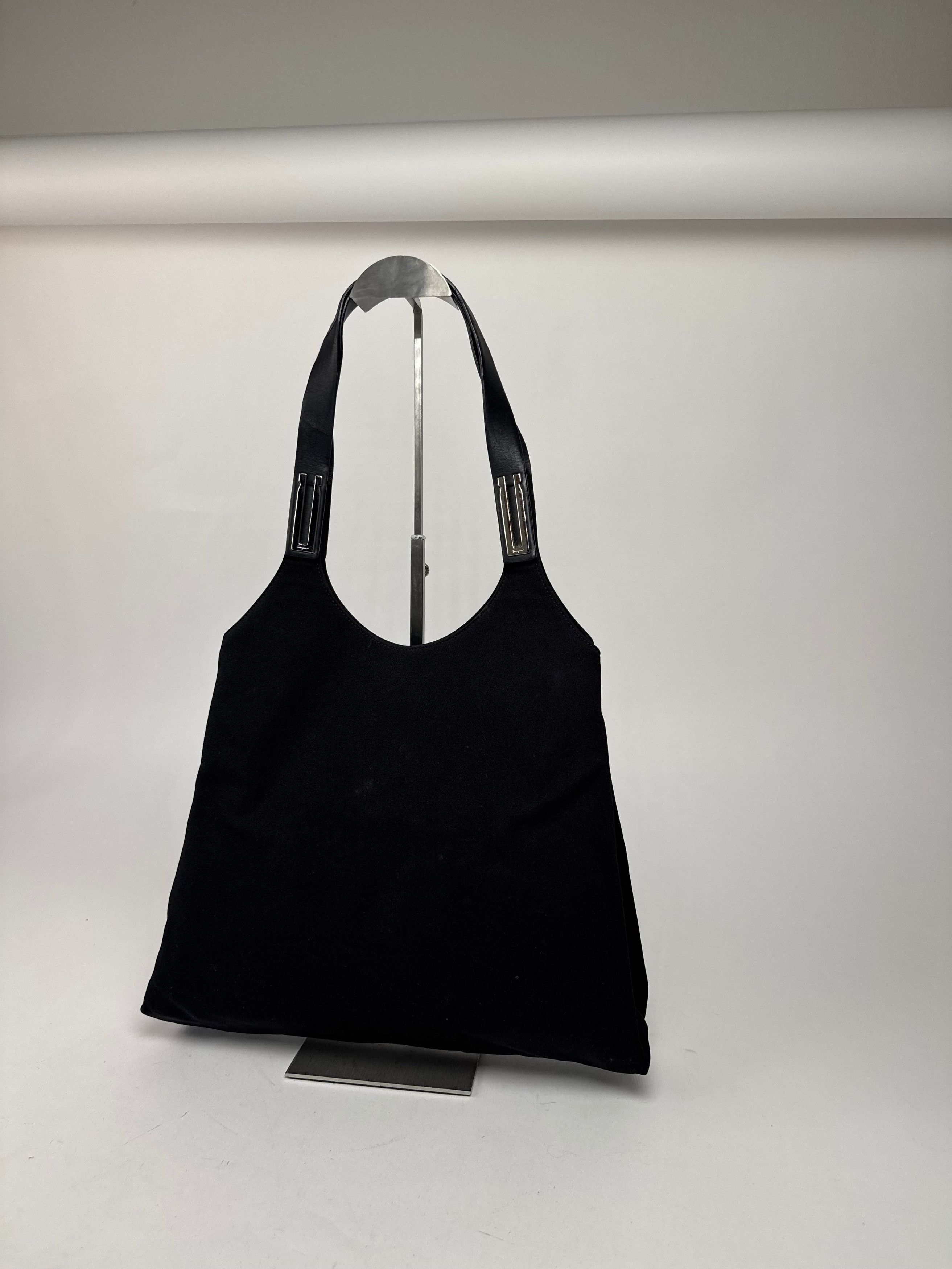 Salvatore Ferragamo Vintage Leather / Canvas Bag Black Size ONE SIZE - 1 Thumbnail