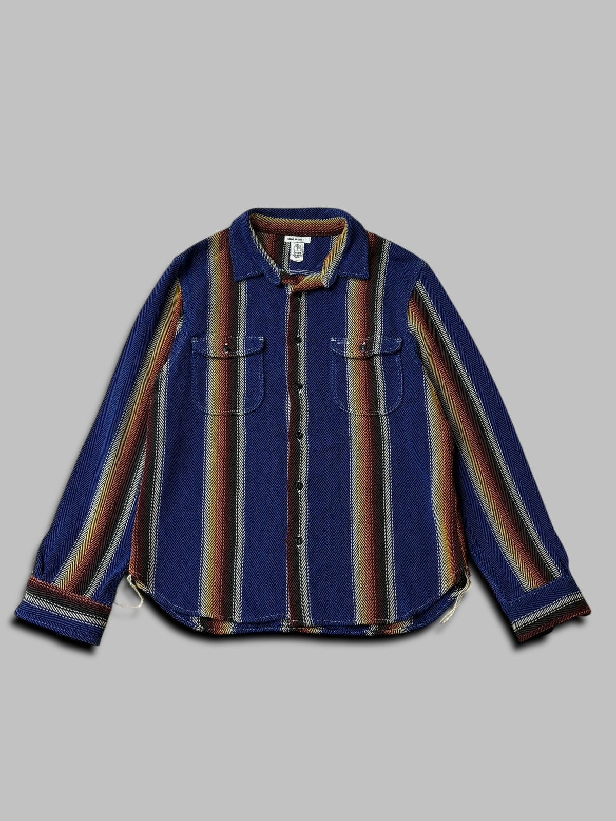 Hiroshi Kato Hiroshi Kato The Brace Long Sleeve Shirt Jacket Striped USA Size US XL / EU 56 / 4 - 1 Thumbnail