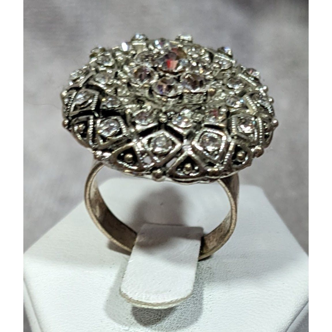 Other Elegant Glam Pillow Top Style Rhinestone Silver Tone Adjusta Size ONE SIZE - 8 Thumbnail