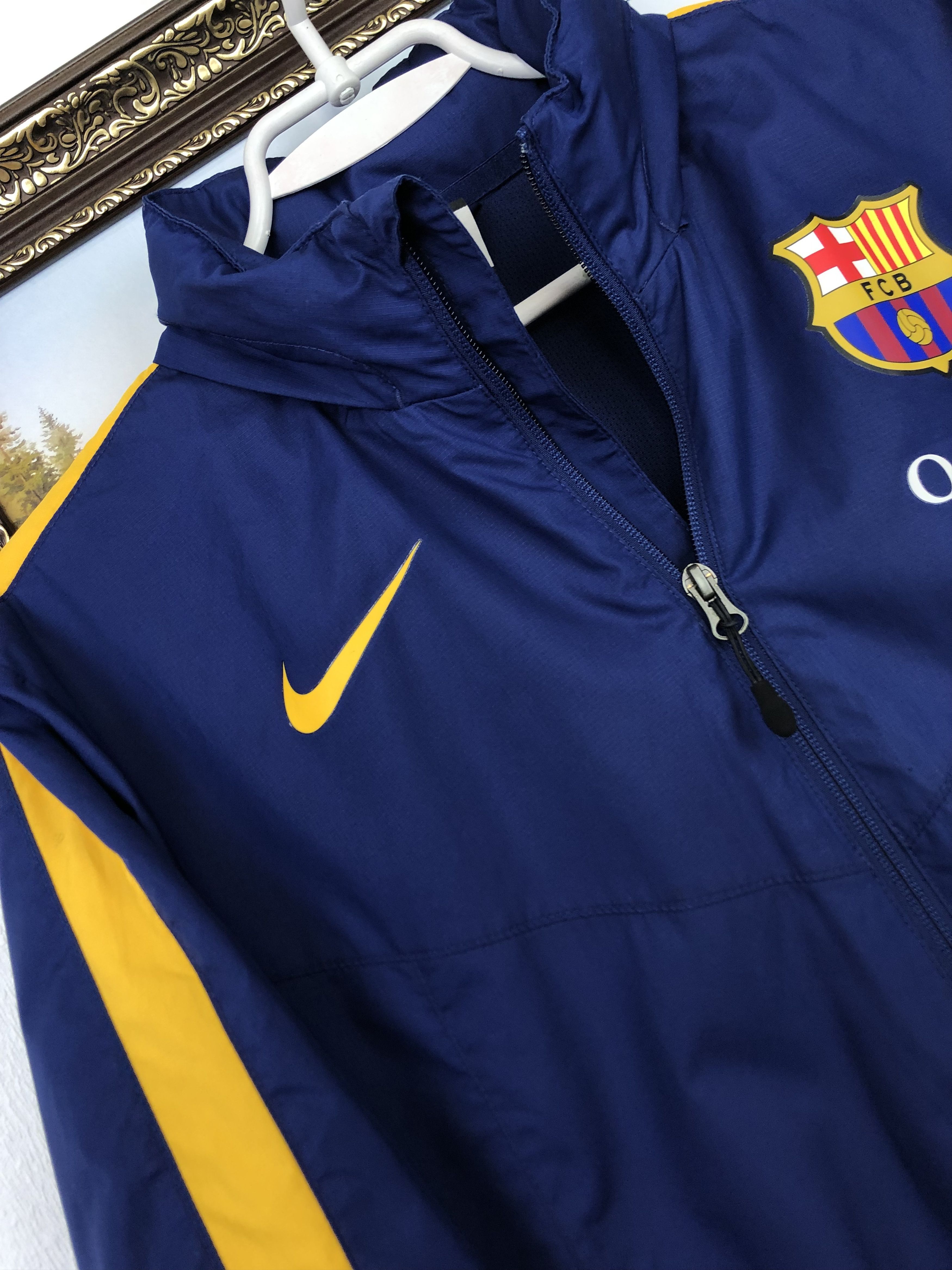 Nike FC barcelona Football Jacket Soccer Top Zip Hooded