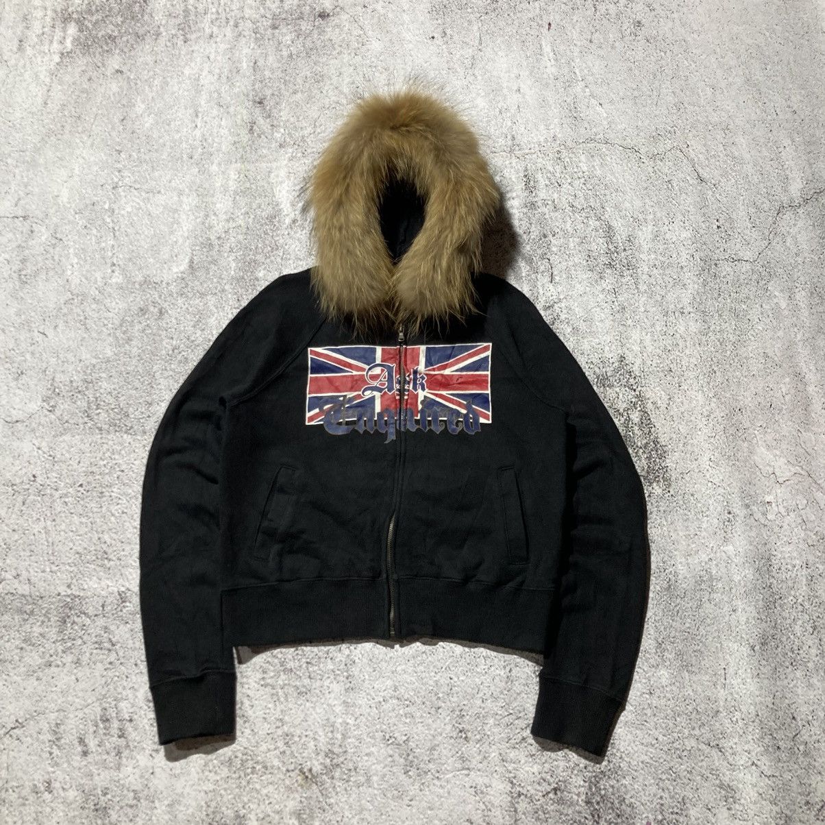 Japanese Brand 2000s Ask England Big Logo Fur Ziphoodie Black Punk Style Size US M / EU 48-50 / 2 - 1 Thumbnail