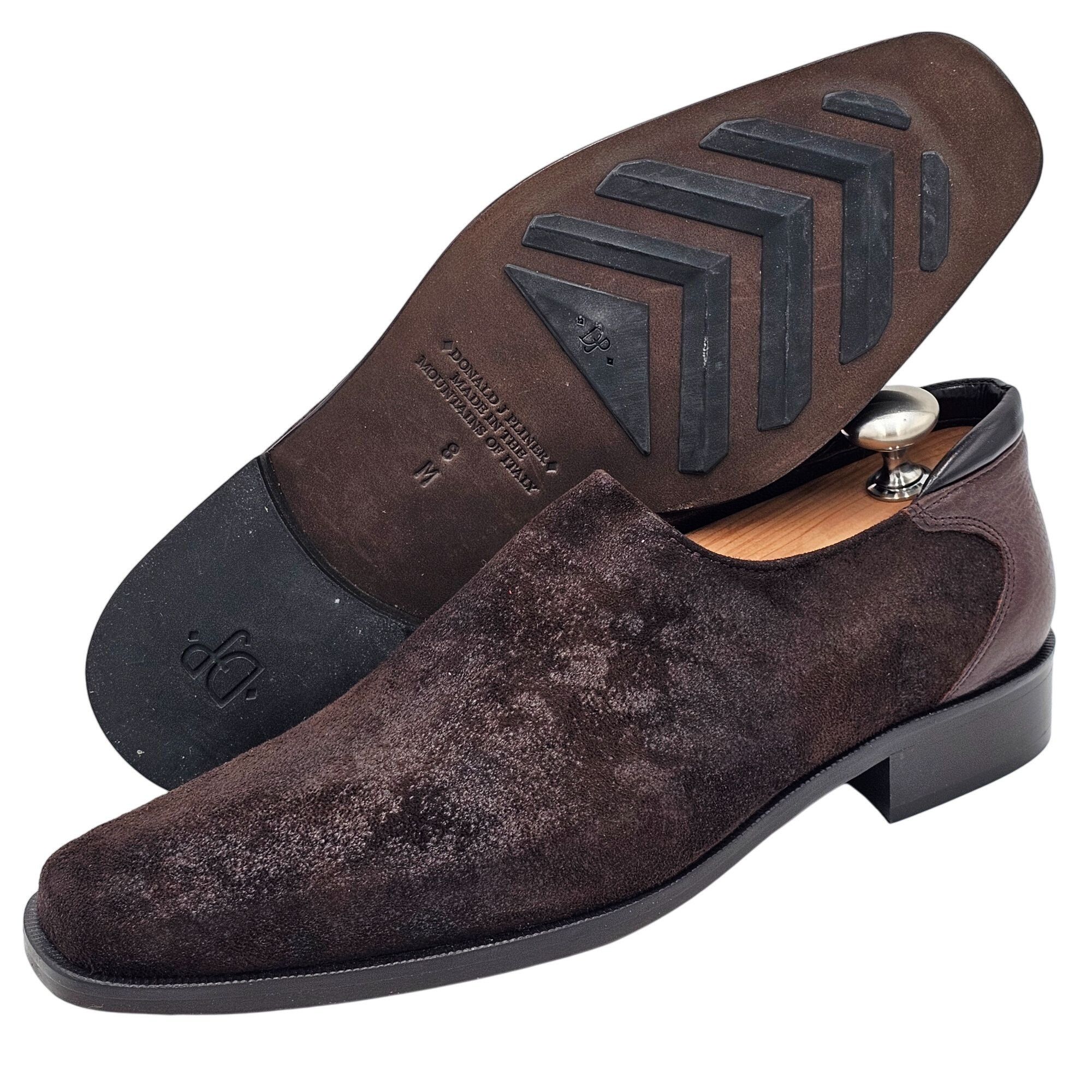 image of Donald J Pliner Donald Pliner Suede Loafers Italy Dark Brown Dress Shoes Men in Chocolate Brown (Si