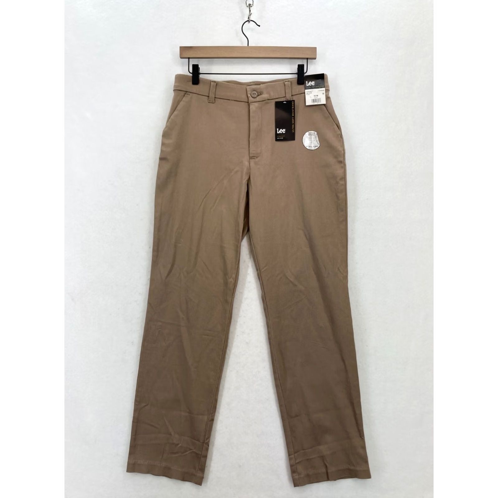 Lee Lee Chino Pants Women's 10 Straight Leg Brown Stretch Mid Rise Comfort Waistband Size 32" / US 10 / IT 46 - 2 Thumbnail