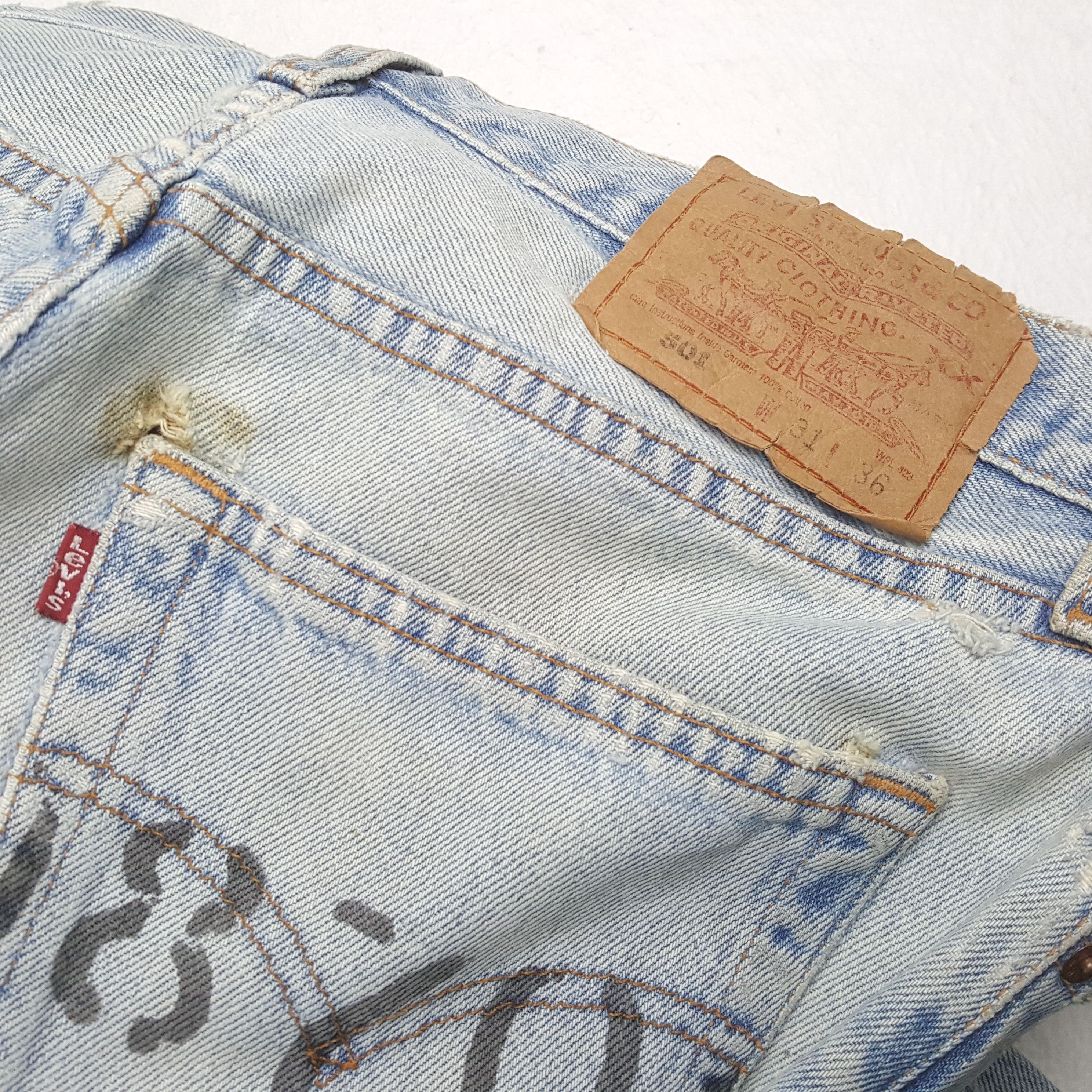 Levi's × Levi's Vintage Clothing Vintage LEVI'S Kurt Cobain Distressed Patchwork Style Jeans Size US 29 - 14 Thumbnail