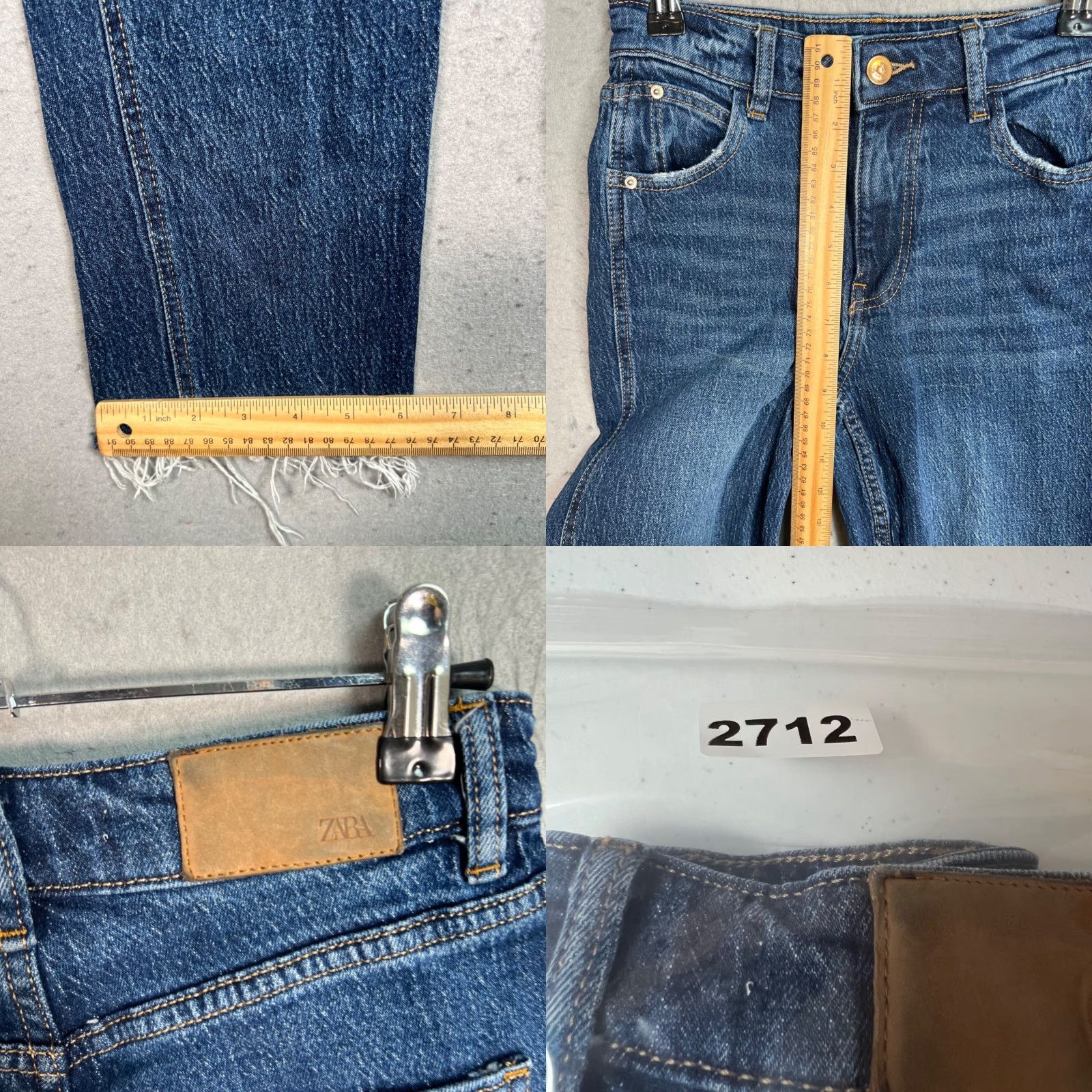 Zara Zara Womens Size 0 High-Waisted Straight-Leg Denim Jeans Blue W/ Raw Hem Size 25" / US 0 / IT 36 - 8 Thumbnail