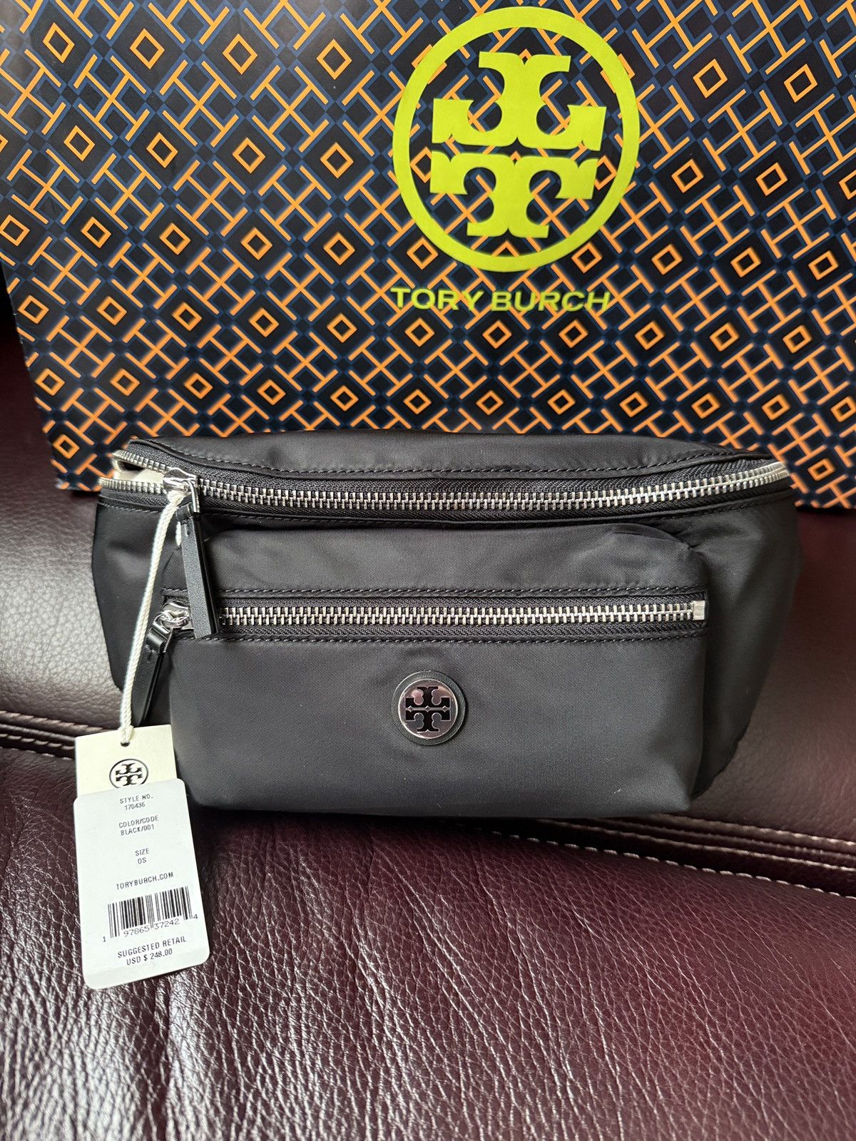 Tory Burch TORY BURCH BLACK NYLON BELT BAG FANNY PACK CROSSBODY PURSE Size ONE SIZE - 1 Thumbnail
