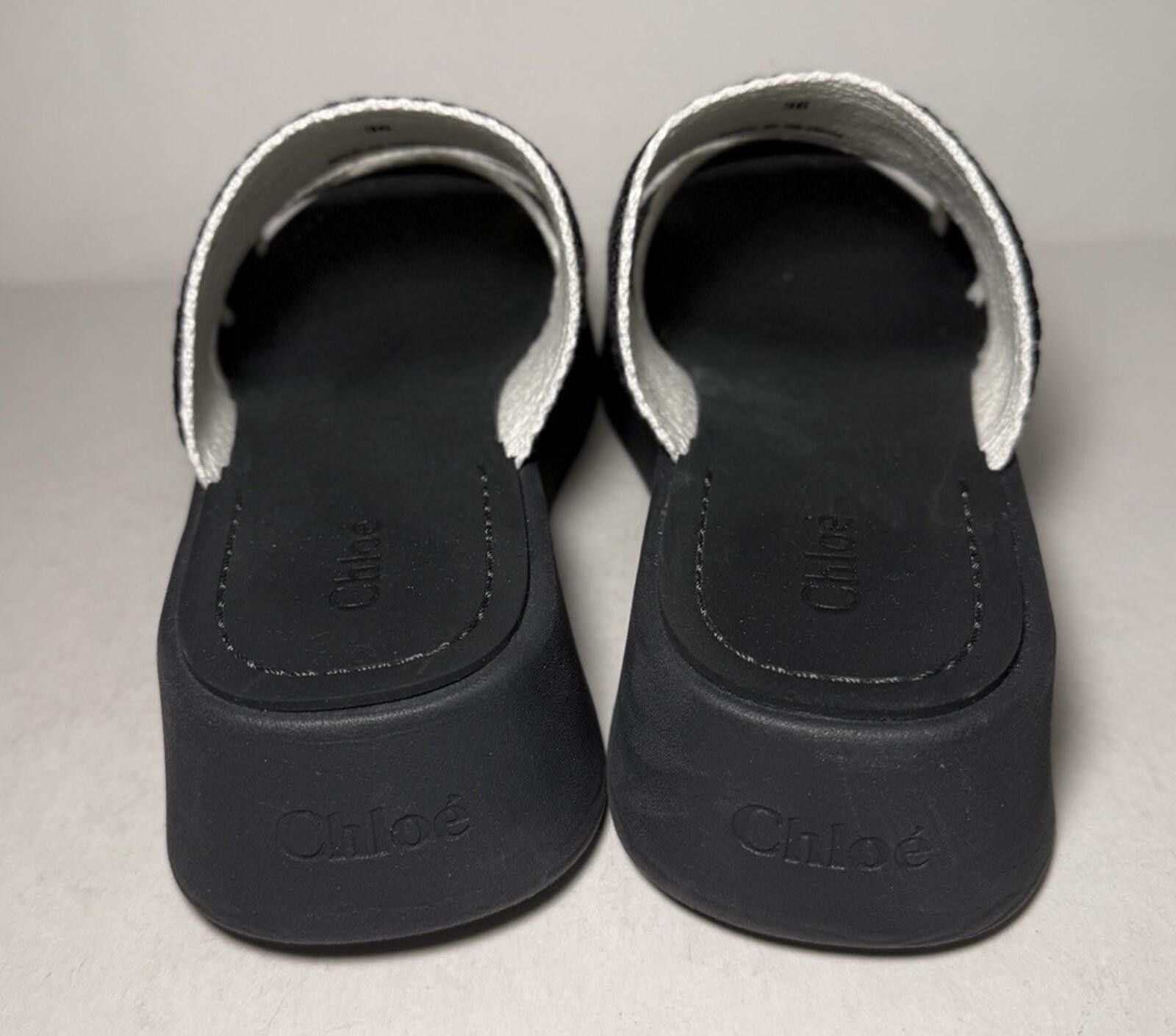 chloma Chloé Flatform Sandal Shoes Open-Toe Cross Straps Black Size US 5.5 / IT 35.5 - 4 Thumbnail