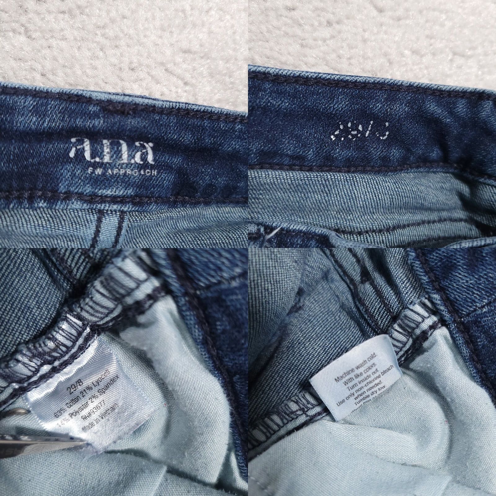 Denime a.n.a Jeans Skinny Leg Stretch Denim Low Rise 29 Women's Jeans Slim 5-Pocket Blue Moderate Wash Size 29" - 9 Thumbnail