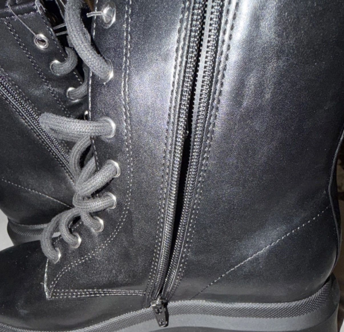 Other Tall Goth Zip Up Faux Leather Platform Boots Size US 8.5 / IT 38.5 - 5 Thumbnail