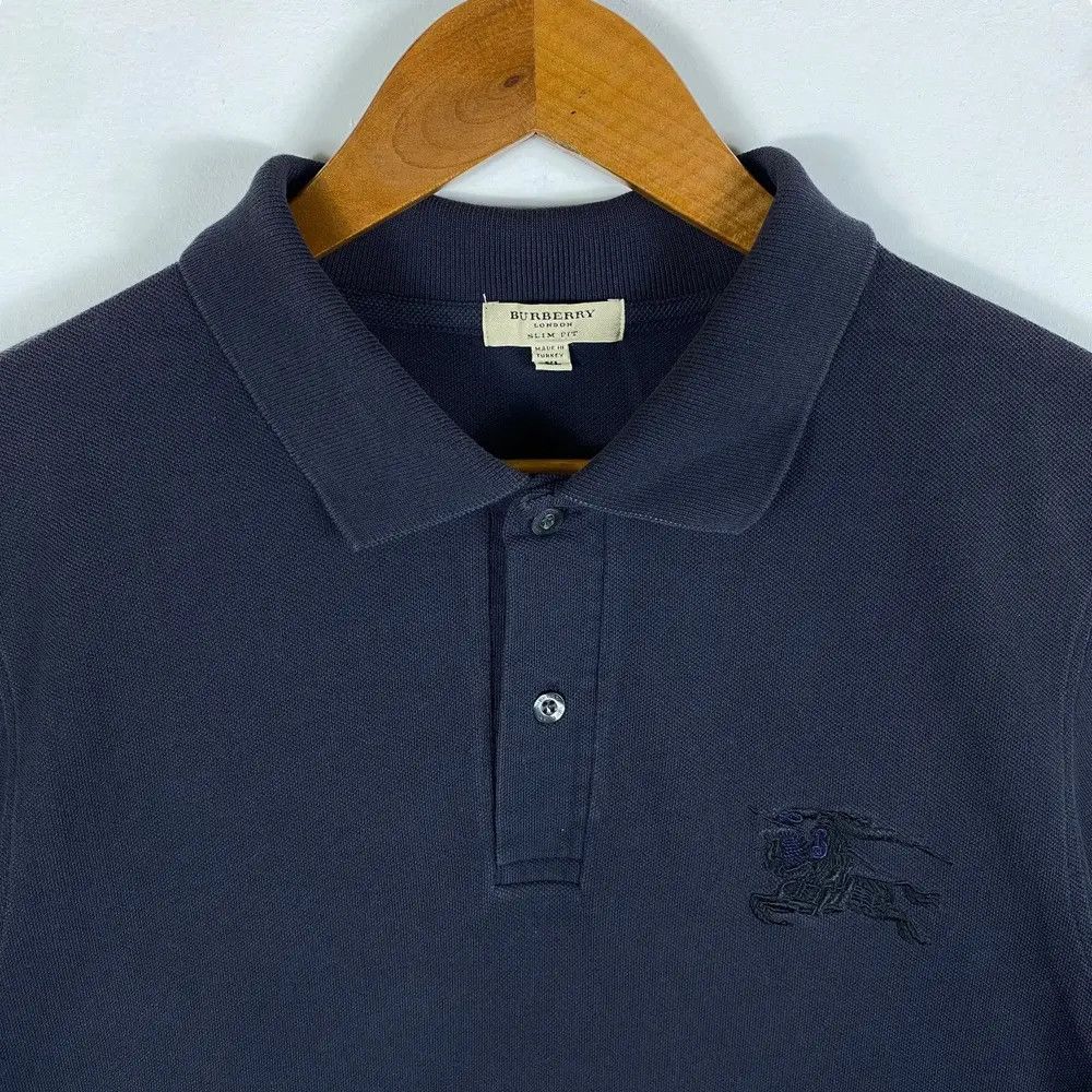 Burberry BURBERRY LONDON Slim Fit Embroidery Logo Navy Polo Shirt Size US XL / EU 56 / 4 - 2 Thumbnail