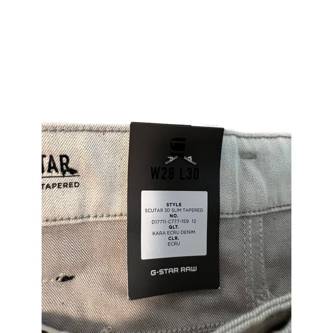 G-Star G-Star Raw Mens 3D Slim Tapered Kara Ecru Denim Size 28/30 Size US 28 / EU 44 - 4 Thumbnail