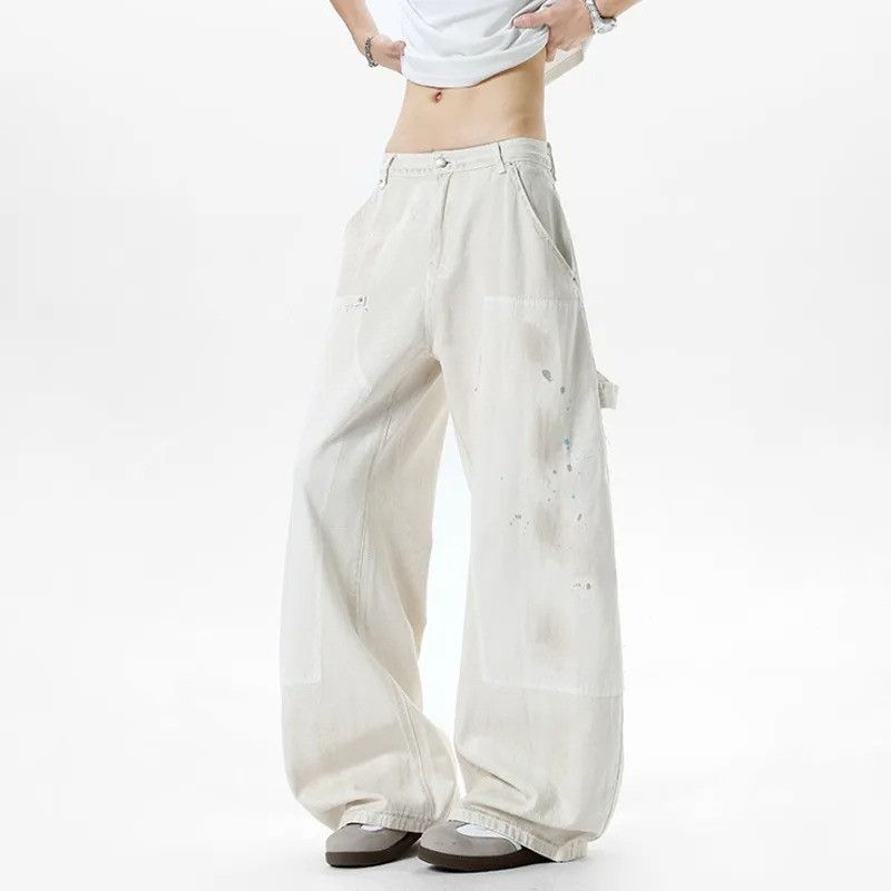 Jean Splash-Ink Patchwork Wide Leg Street Jeans Size US 32 / EU 48 - 4 Thumbnail