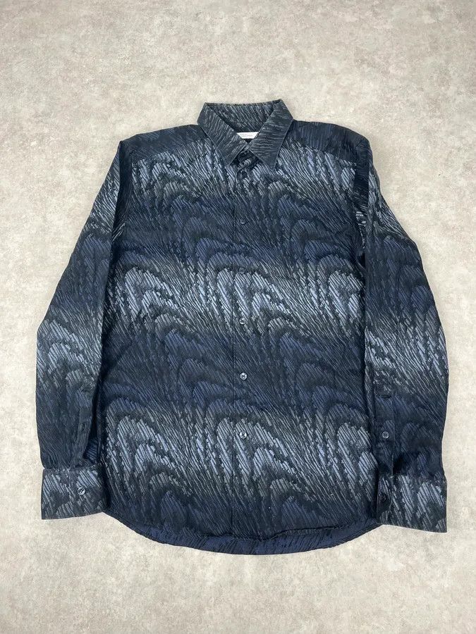 Versace 2000s Versace Black & Navy Waves Abstract Shirt Size US S / EU 44-46 / 1 - 1 Thumbnail
