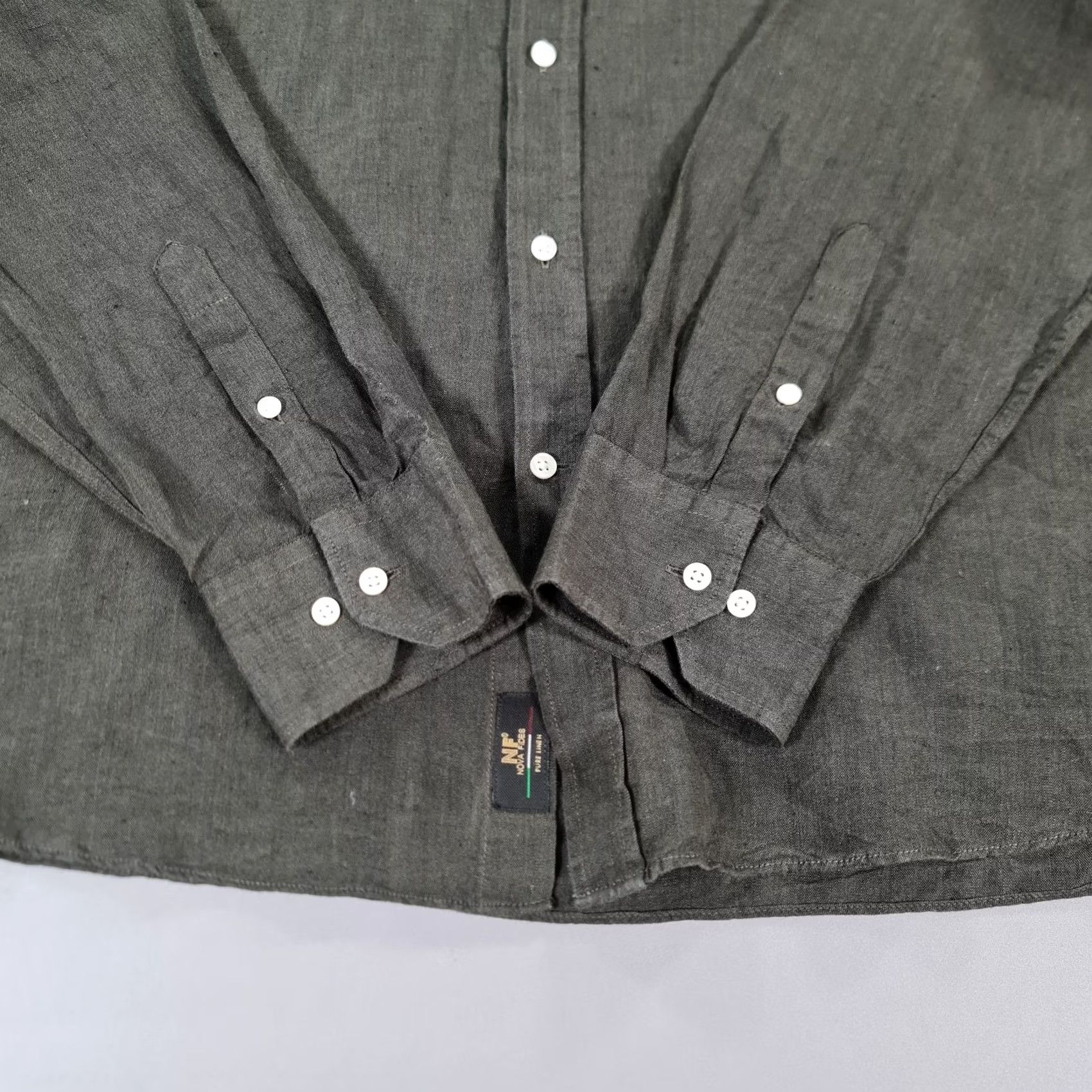 NEXT NEXT Slim Fit Shirt Green 2XL 100% Linen Button-Up Collared Long Sleeve Men’s Vintage: No Essence City Holiday Modern Breathable Lightweight Seasonal Size US XXL / EU 58 / 5 - 4 Thumbnail