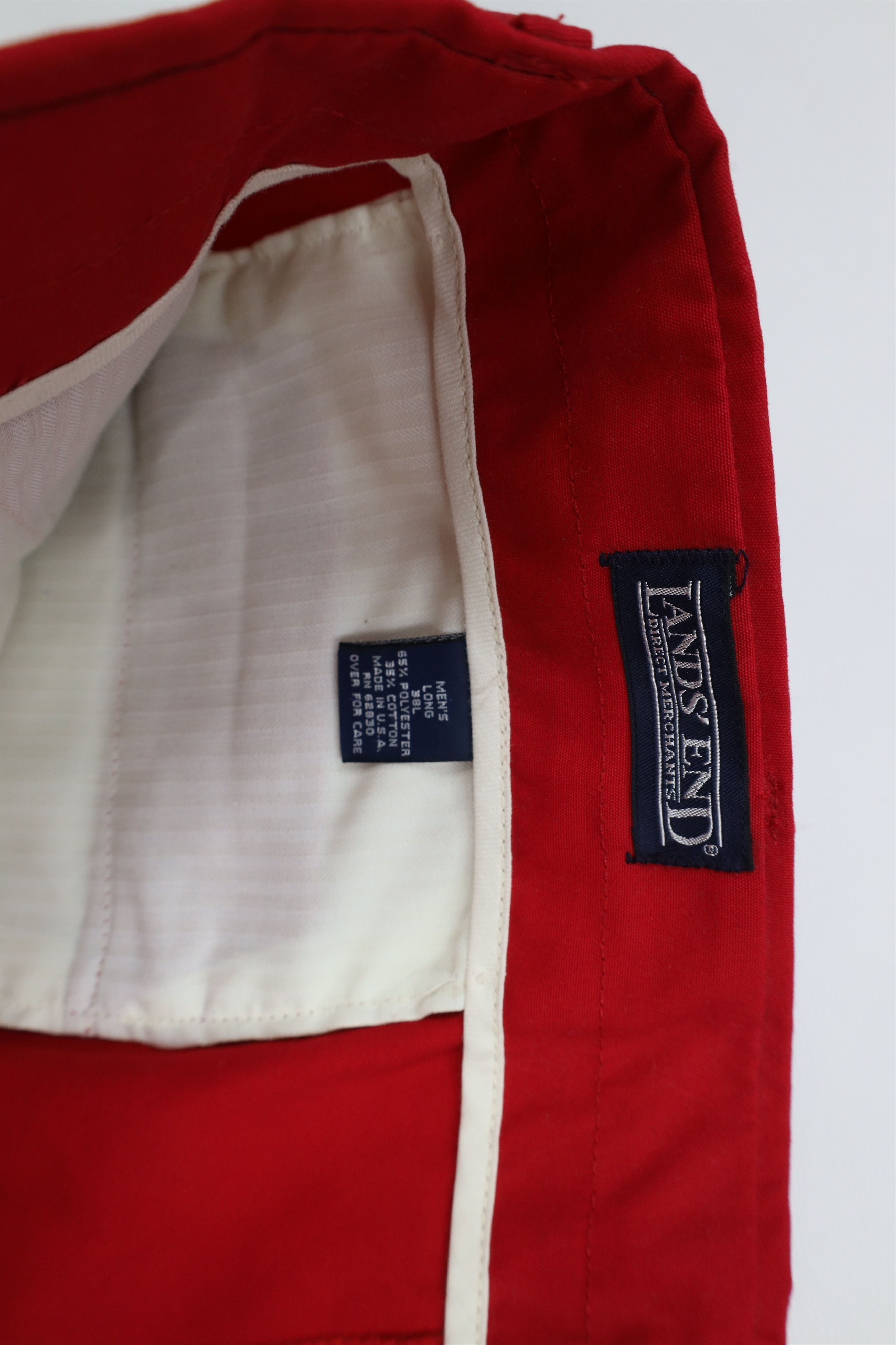 Lands' End × Vintage Vintage 90s Lands End Cuffed Wide Leg Chino Pants Red USA Size US 38 / EU 54 - 9 Thumbnail