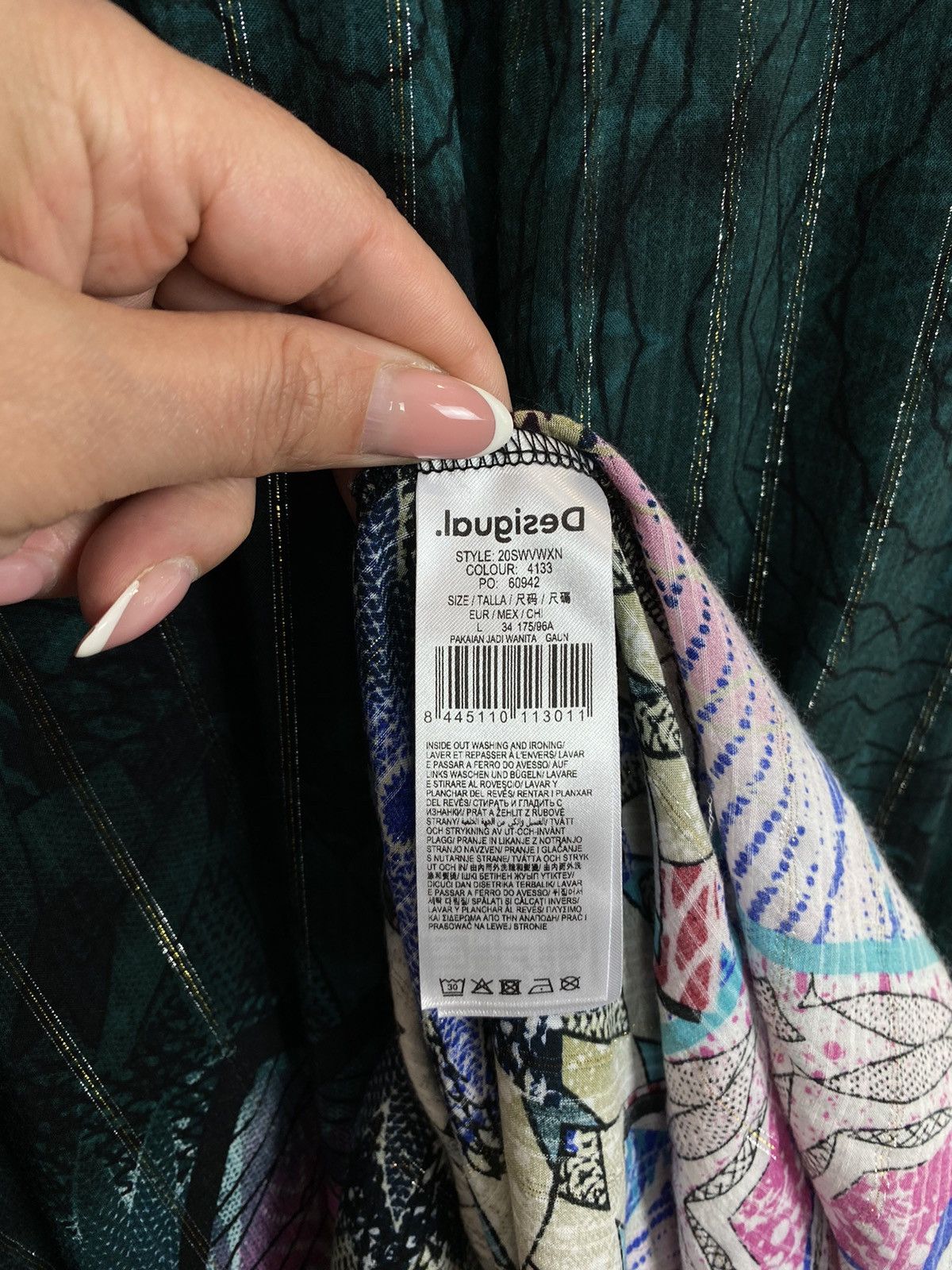Desigual Desigual Floral Graphic Print Dress Green Women’s Sz Large Size L / US 10 / IT 46 - 4 Thumbnail