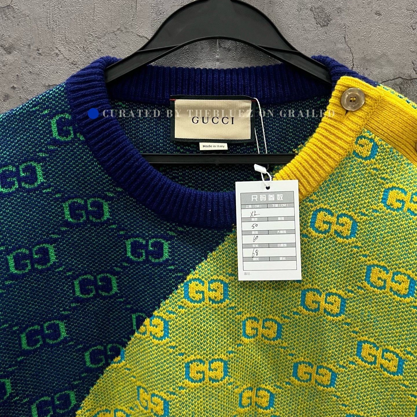 Gucci Gucci Wool Sweater with Blue-Green Print Size US XL / EU 56 / 4 - 3 Thumbnail