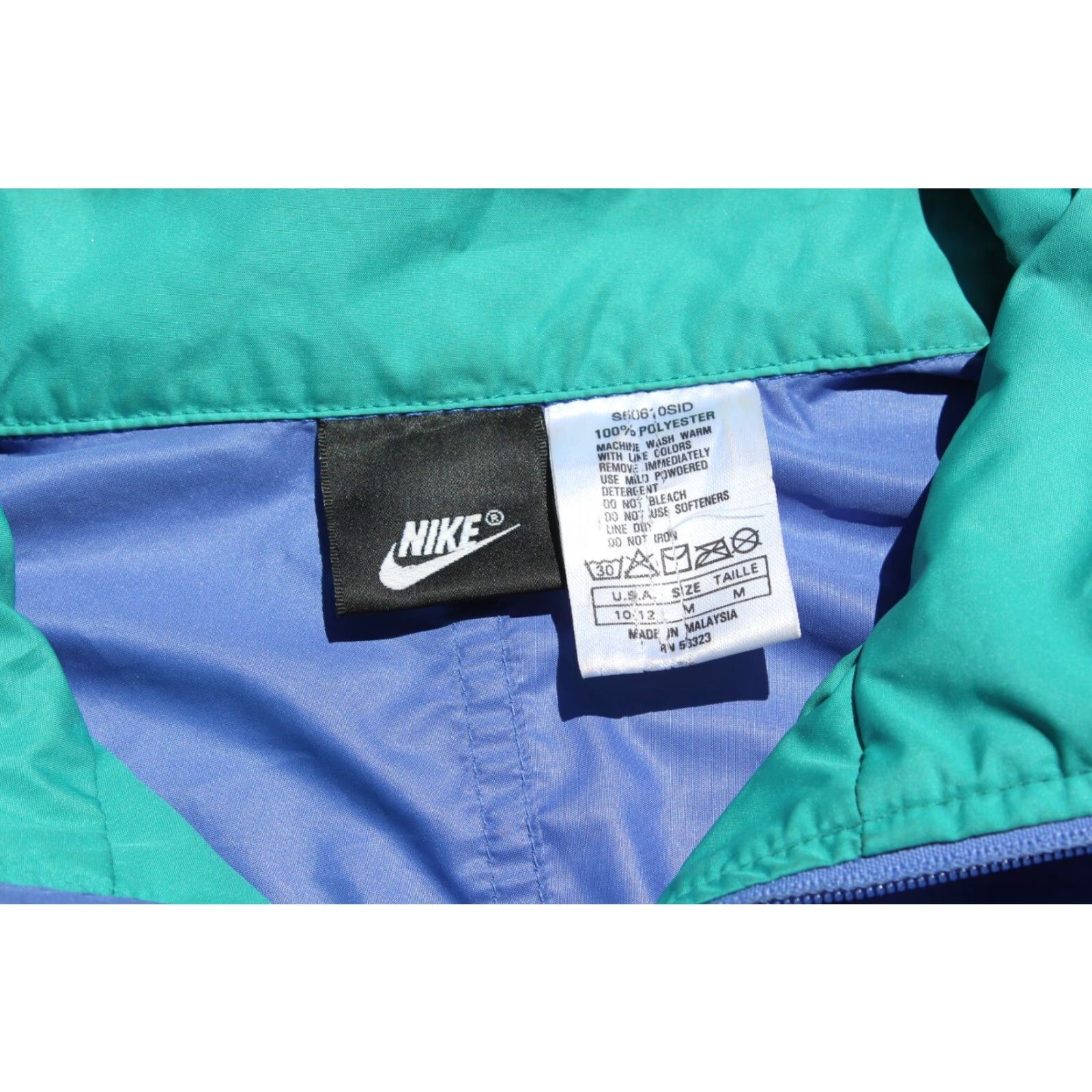 Nike VINTAGE Nike F.I.T. Fit Windbreaker Jacket Womens M Blue Teal Drawstring 80s 90s Size M / US 6-8 / IT 42-44 - 4 Thumbnail