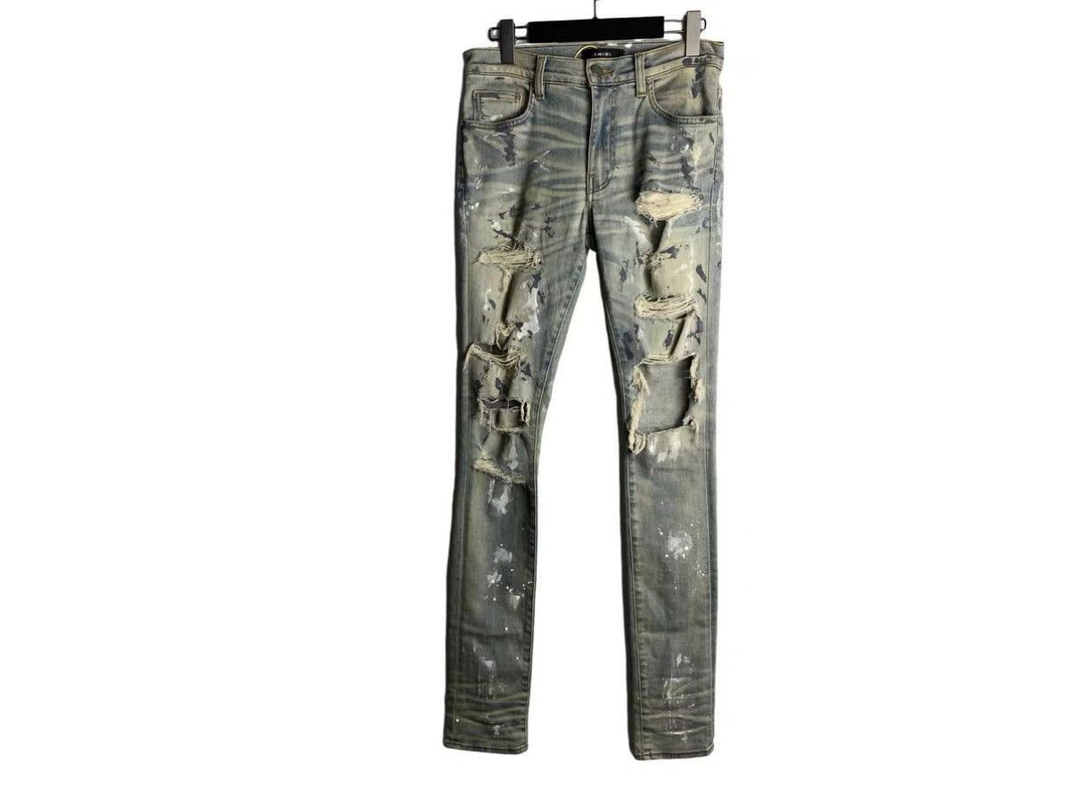 Amiri Blue Distressed Paint Splatter Denim Jeans Size 30 Size US 30 / EU 46 - 1 Thumbnail