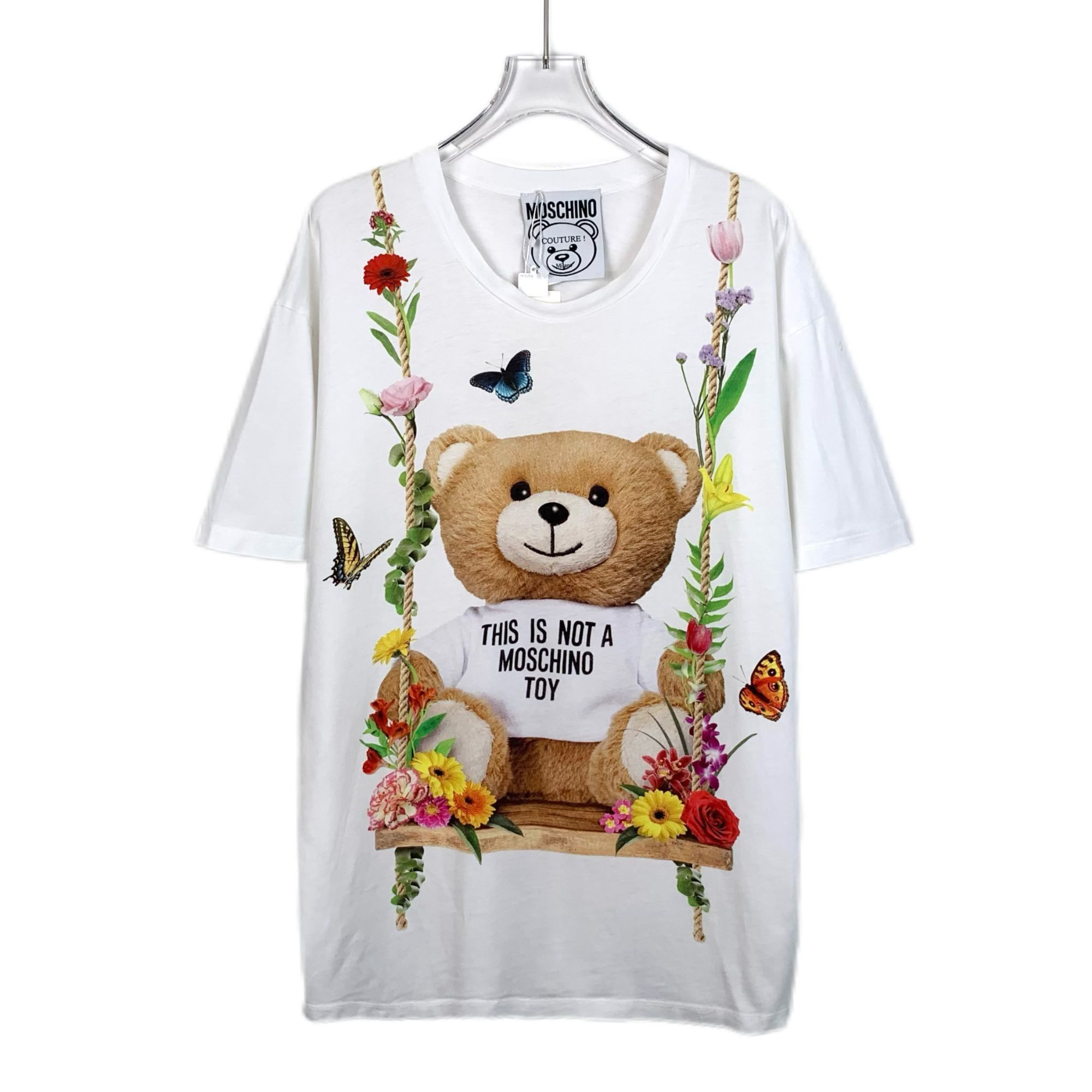 Moschino Moschino White Cotton Crewneck T-Shirt with Swing Bear Print Size S / US 4 / IT 40 - 1 Thumbnail
