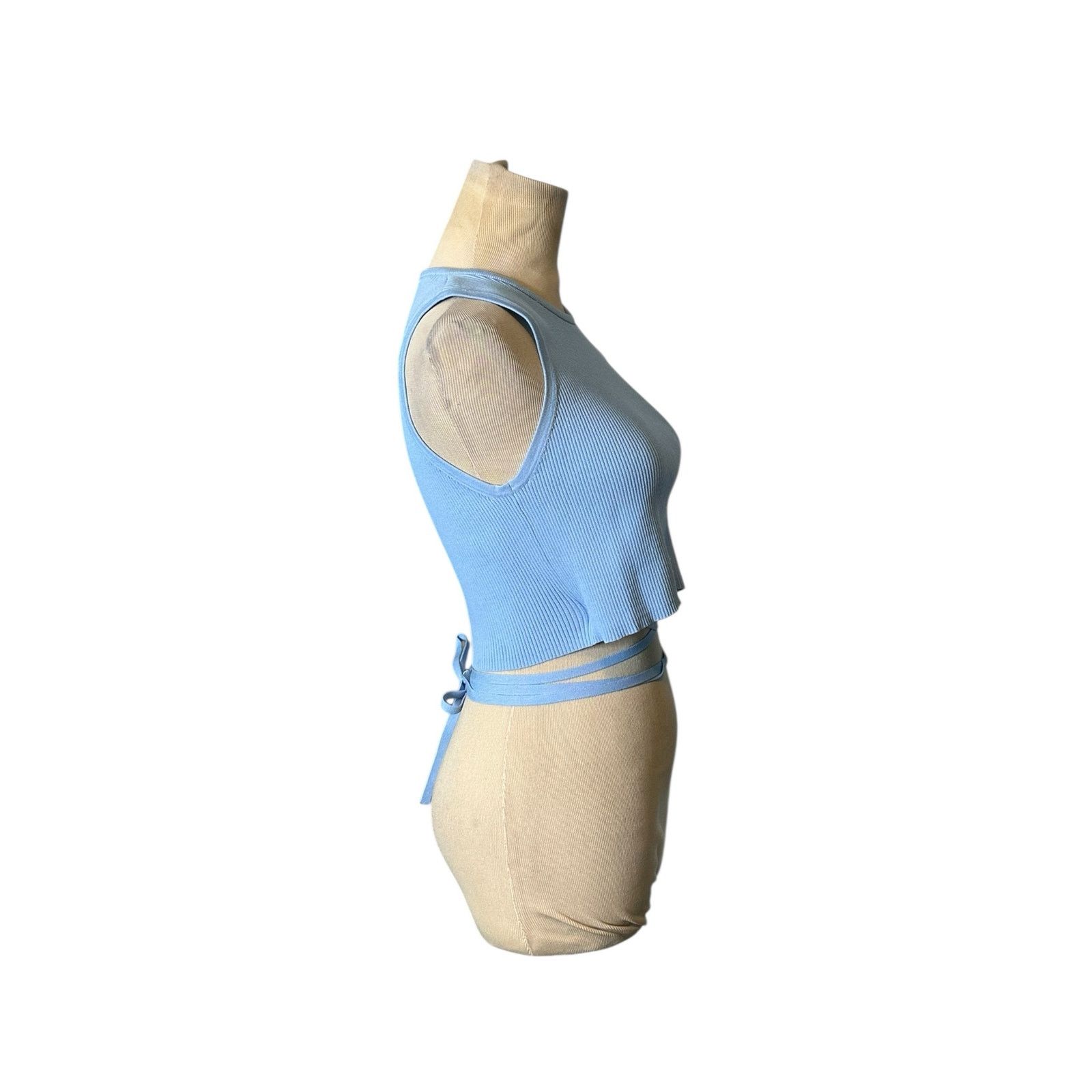 Bershka Bershka light blue ribbed knit crop top size Large Size L / US 10 / IT 46 - 13 Thumbnail