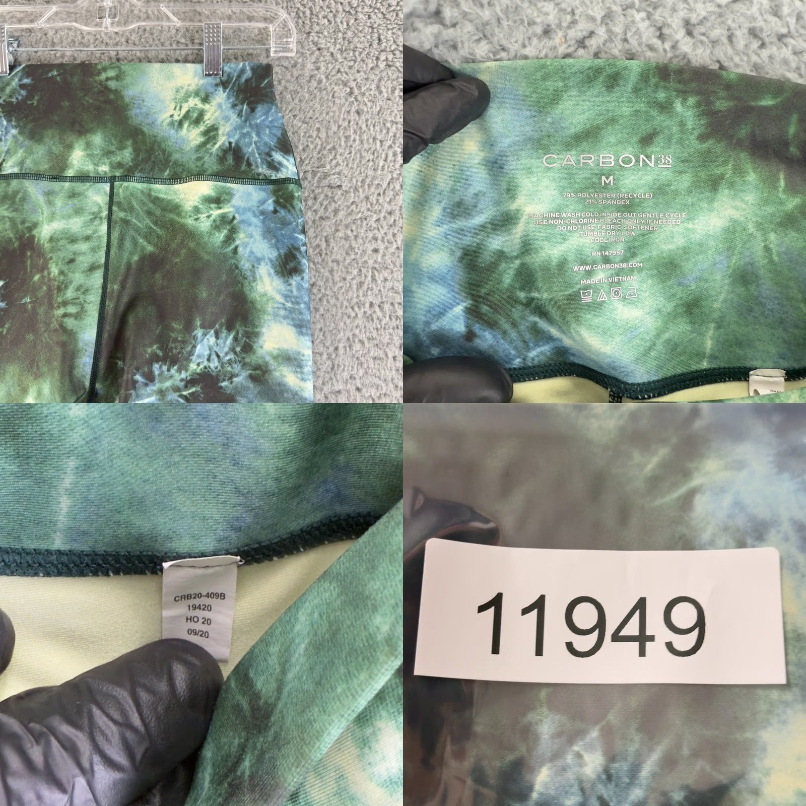 Carbon Carbon38 Womens Medium Green Tie Dye High Rise 7/8 Leggings Workout Yoga Size 32" / US 10 / IT 46 - 9 Thumbnail