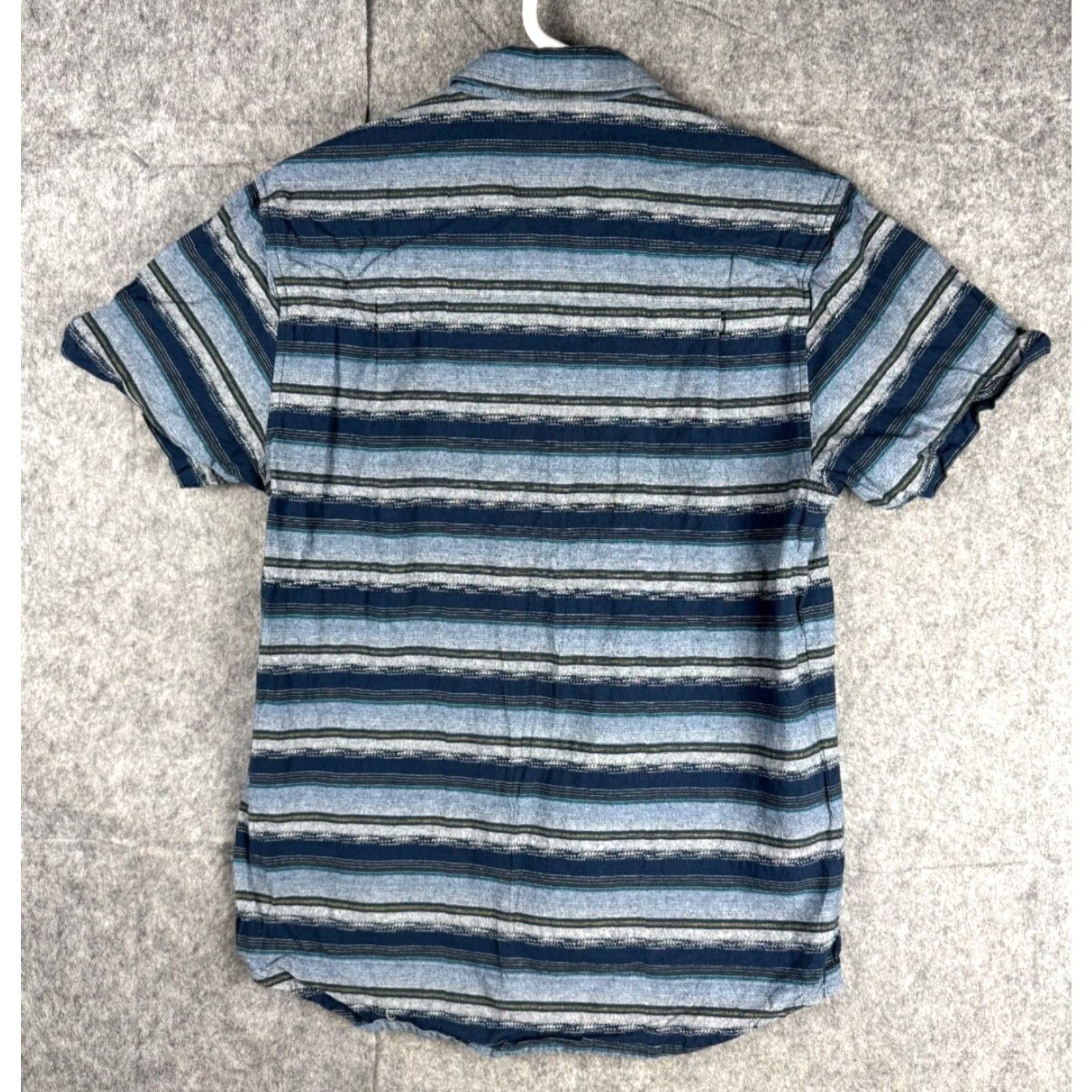 Vintage Iron & Resin Shirt Mens M Button-Up Short Sleeve Striped Cotton Size US M / EU 48-50 / 2 - 2 Thumbnail