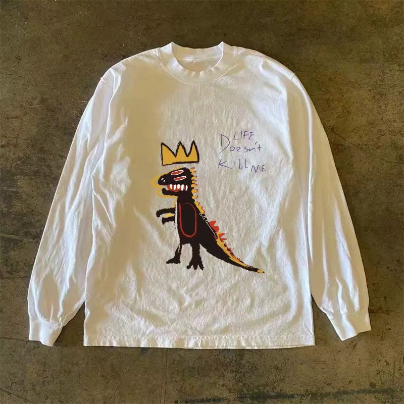 Japanese Brand × Vintage Dinosaur print white casual retro long-sleeved t-shirt Size US M / EU 48-50 / 2 - 1 Thumbnail