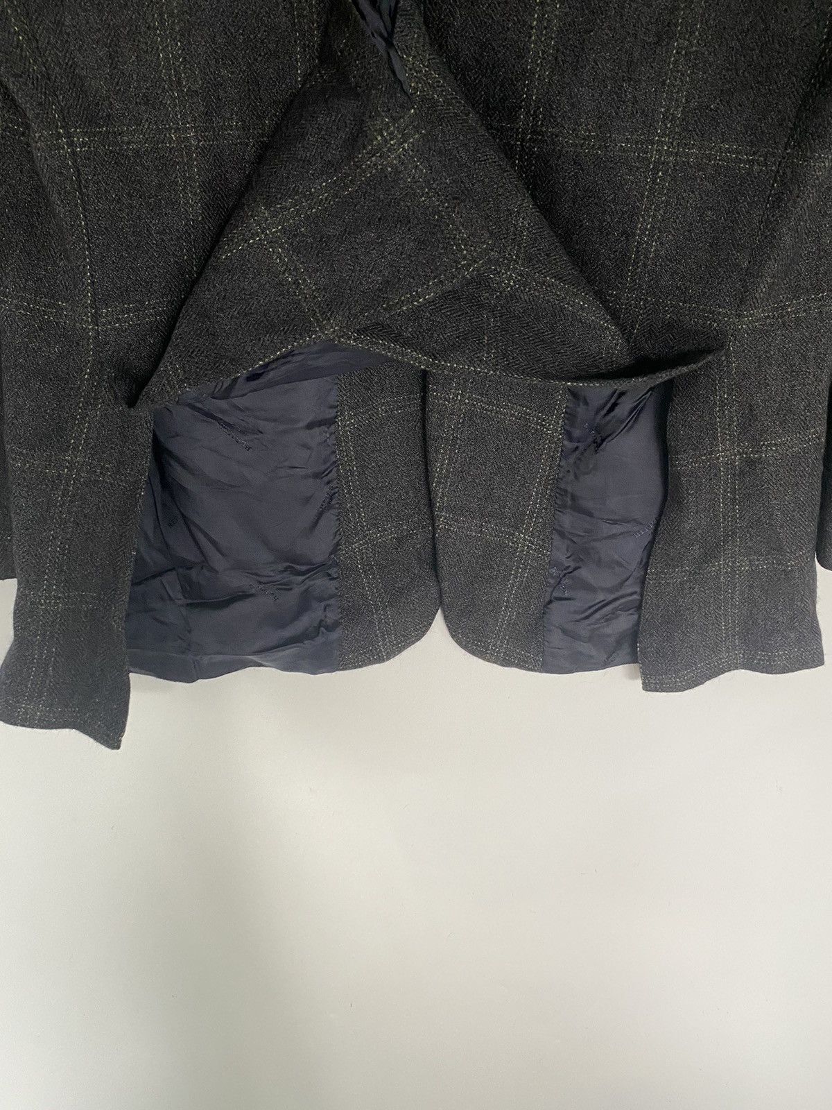 Designer HERMES Paris Wool Plaid Coat Jacket Blazer Navy RARE ITALY Size US L / EU 52-54 / 3 - 10 Thumbnail