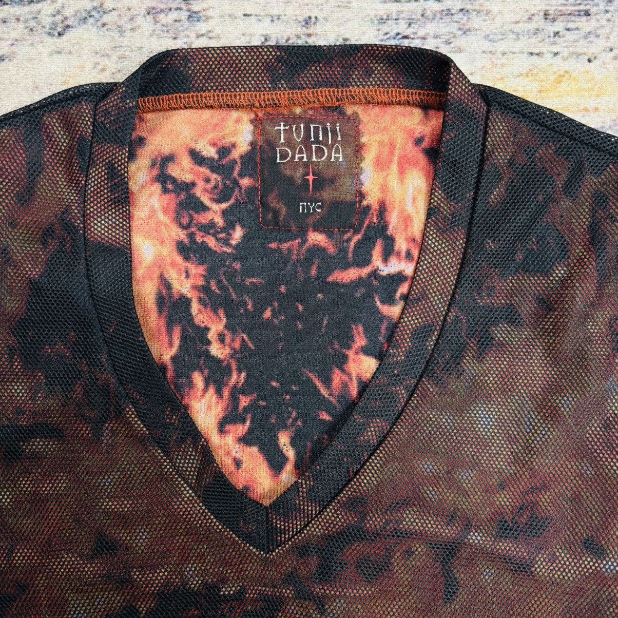 Yasuyuki Ishii 2000s Tunji Dada - V-Neck Flame Layered Fish Net Long Sleeve Size US M / EU 48-50 / 2 - 6 Thumbnail