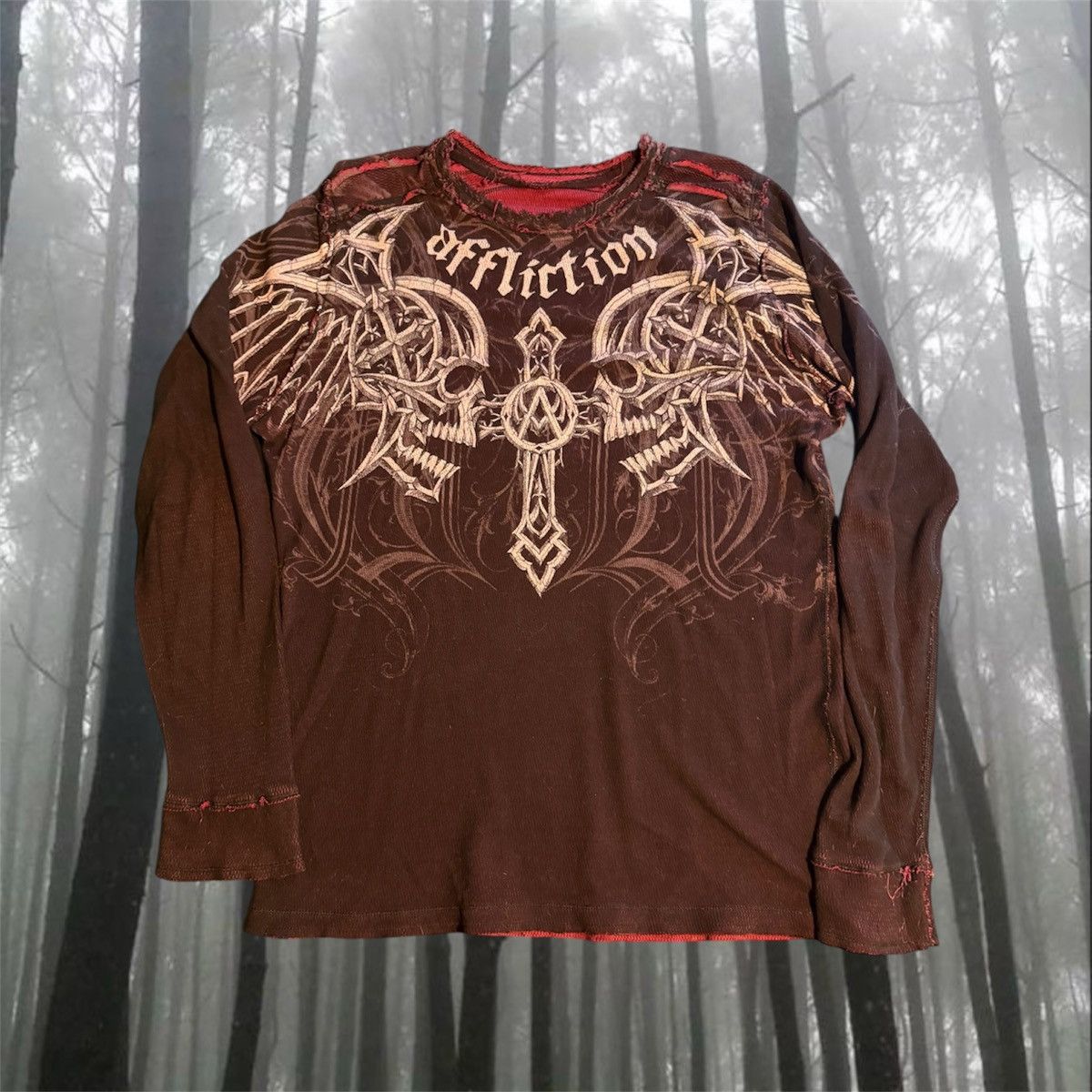 Affliction Vintage Reversible Affliction Thermal Longsleeve Size US XL / EU 56 / 4 - 1 Thumbnail