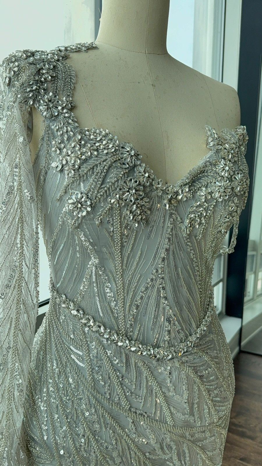 Custommade Silver Prom dress (read description) Size L / US 10 / IT 46 - 3 Thumbnail