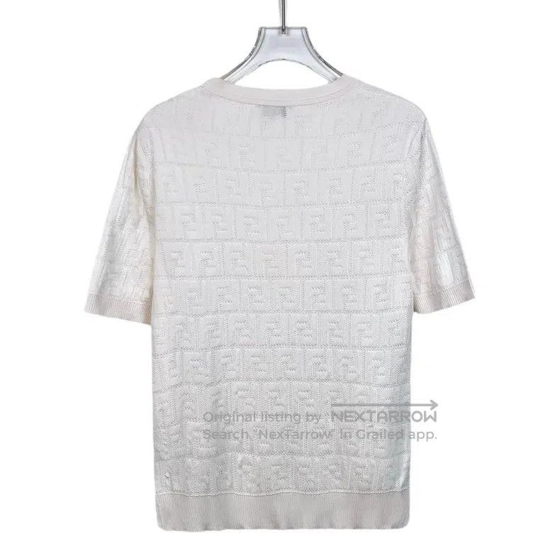 Fendi Fendi White Logo Letter Full Print Cotton Knit Short Sleev Size M / US 6-8 / IT 42-44 - 2 Thumbnail