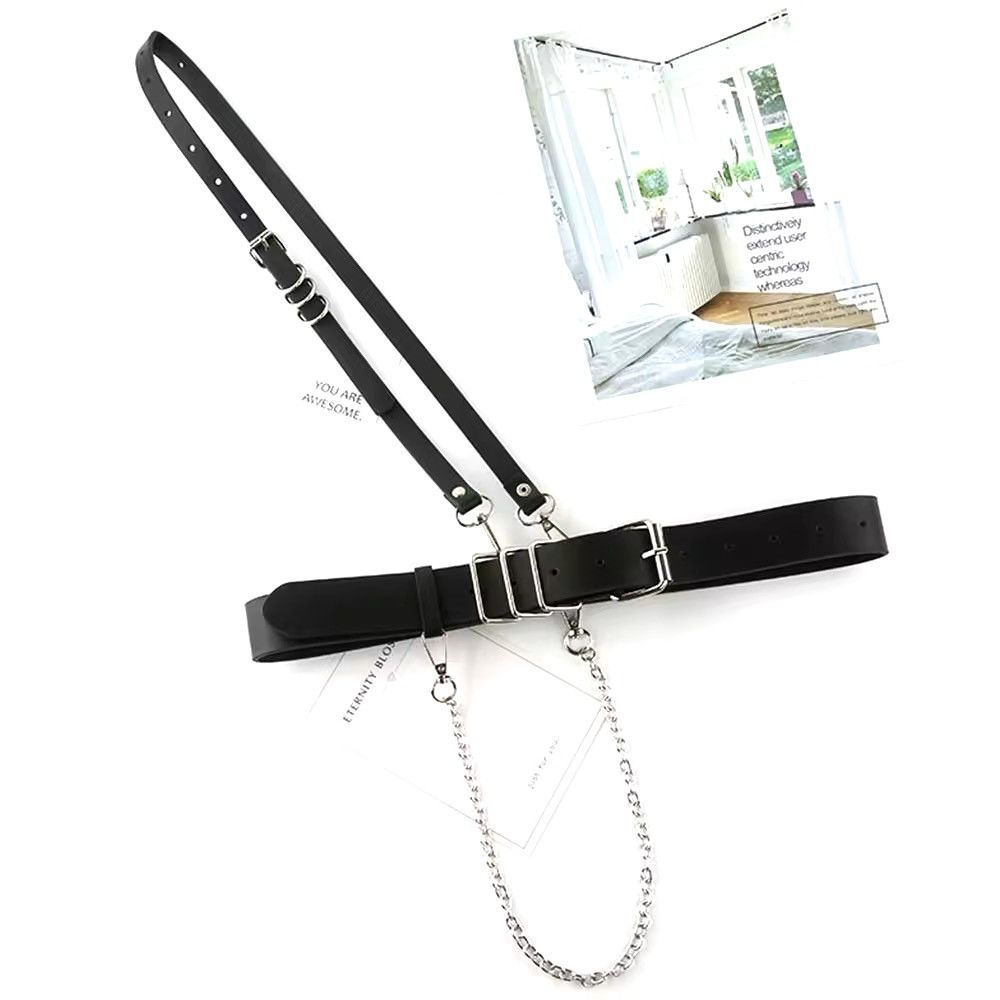 Other Black Pu Leather Harness Waist Belt Size ONE SIZE - 7 Thumbnail