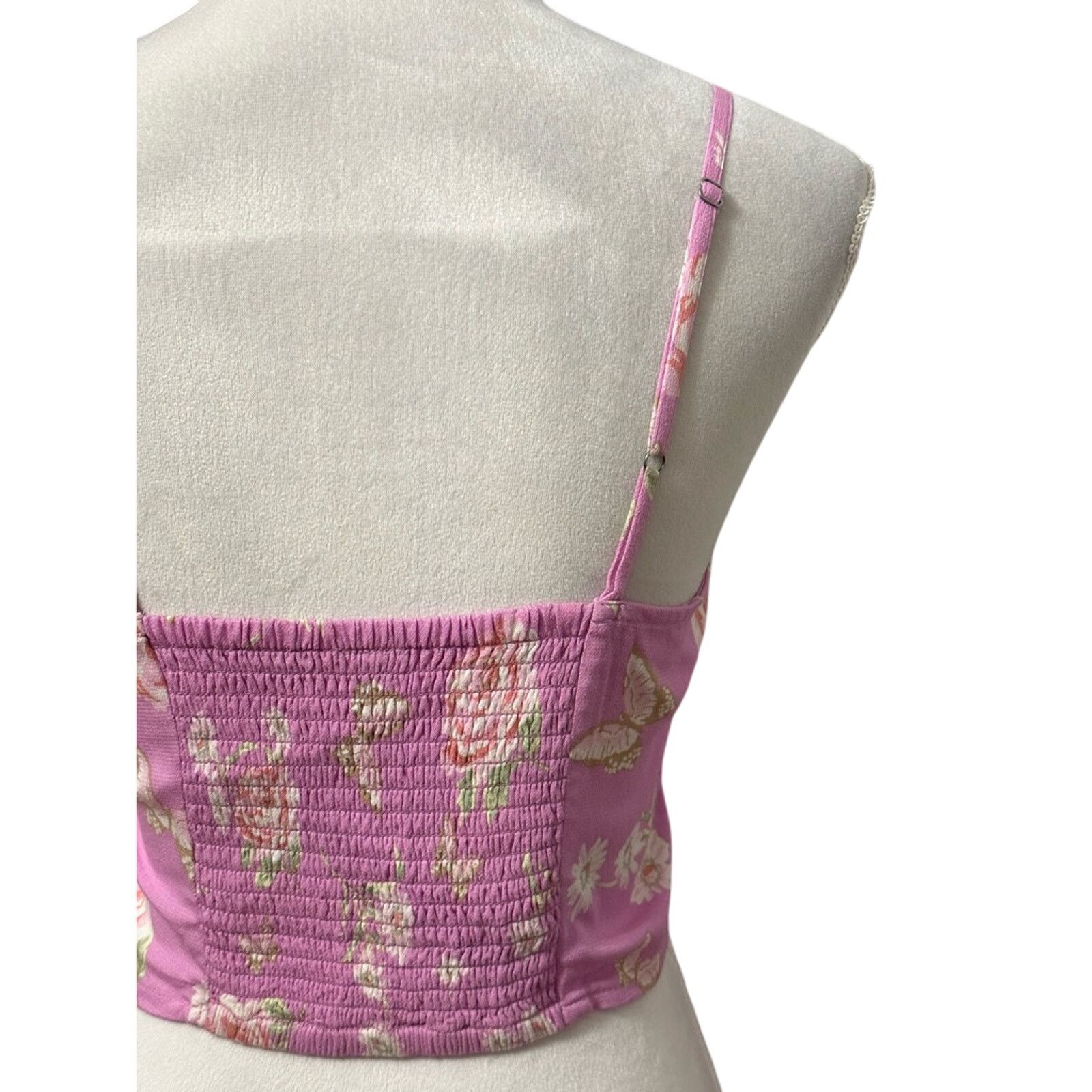 Other BP Floral Crop Tank Top Ruched Straight Neck Pink Women's S Size S / US 4 / IT 40 - 7 Thumbnail