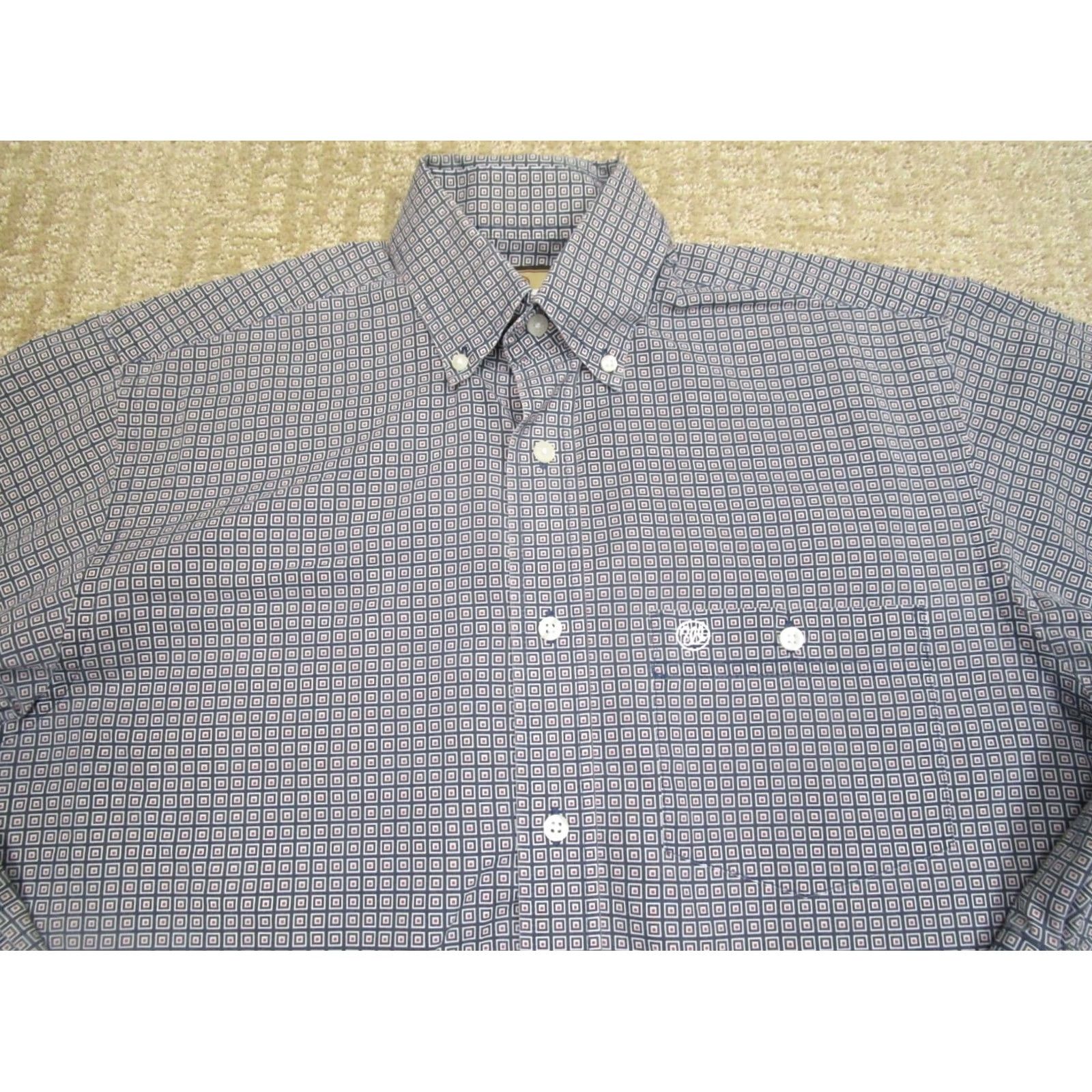 Wrangler Wrangler Shirt Men Small Blue Geometric Western Long Sleeve Button Down Cowboy Size US S / EU 44-46 / 1 - 2 Thumbnail