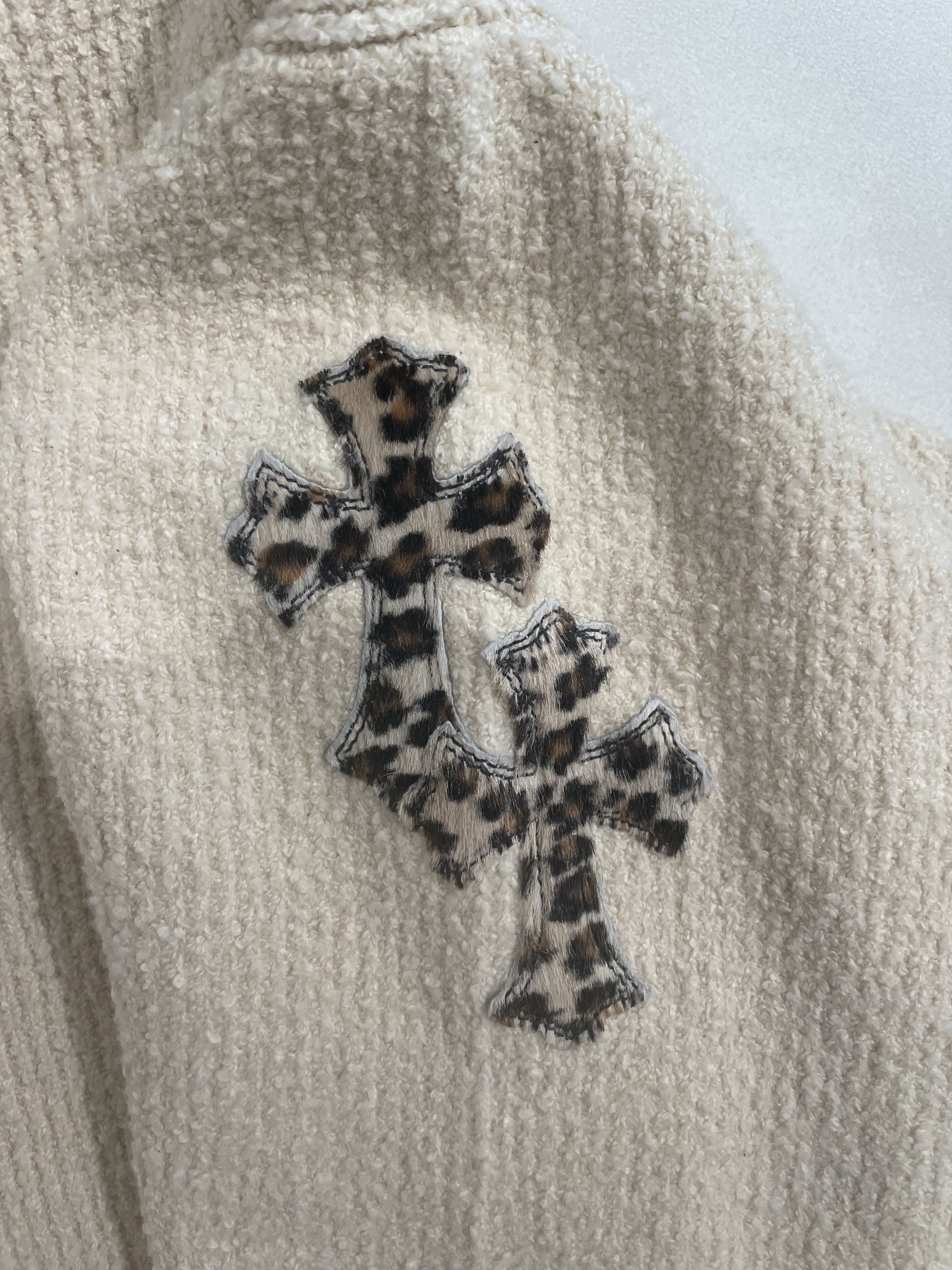 Chrome Hearts Chrome Hearts Leopard Cross Patch Cashmere Pullover Hoodie Size ONE SIZE - 3 Thumbnail