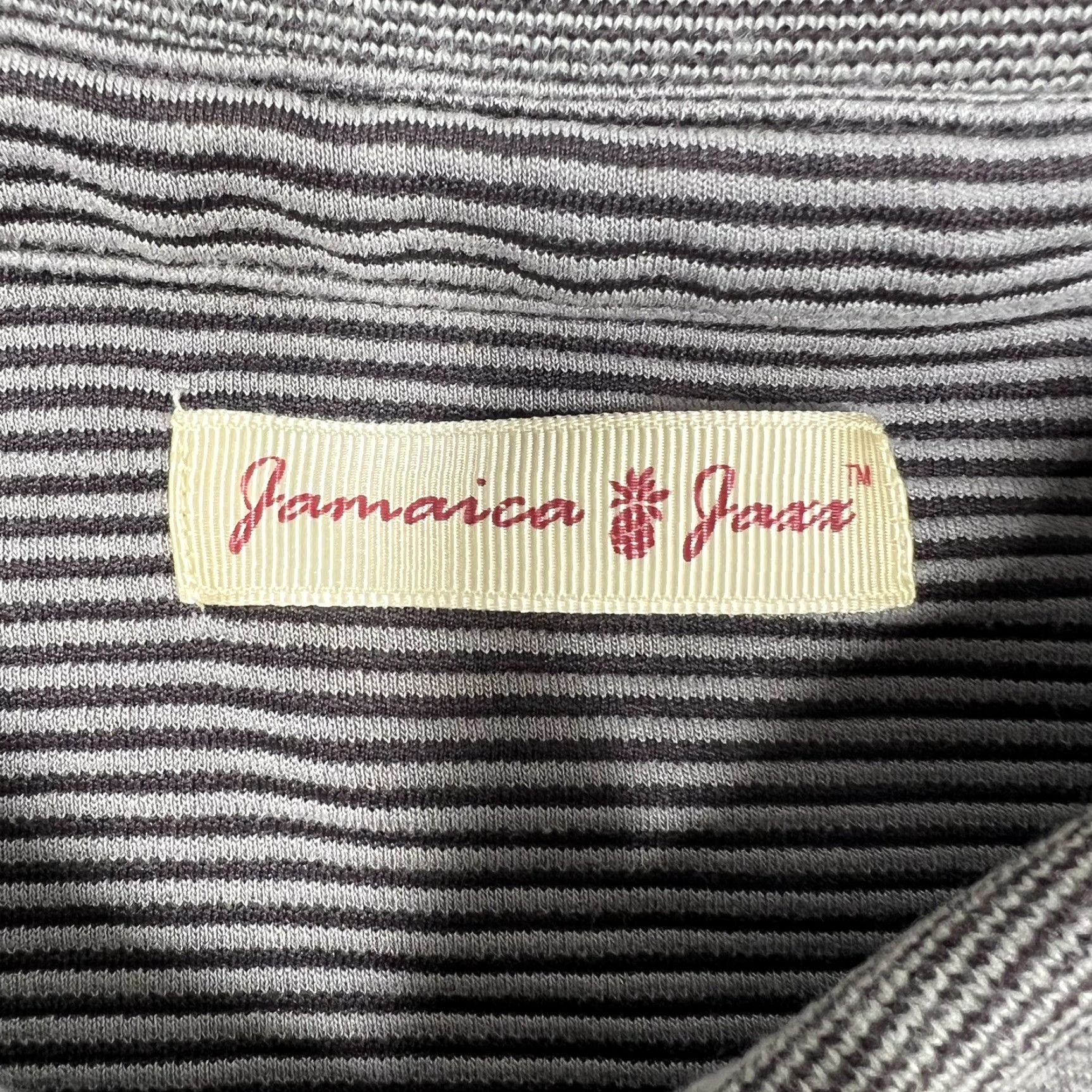 Vintage Jamaica Jaxx Mens Polo Shirt XL Modal Polyester Dark Gray Stripe Beach Luau Size US XL / EU 56 / 4 - 5 Thumbnail