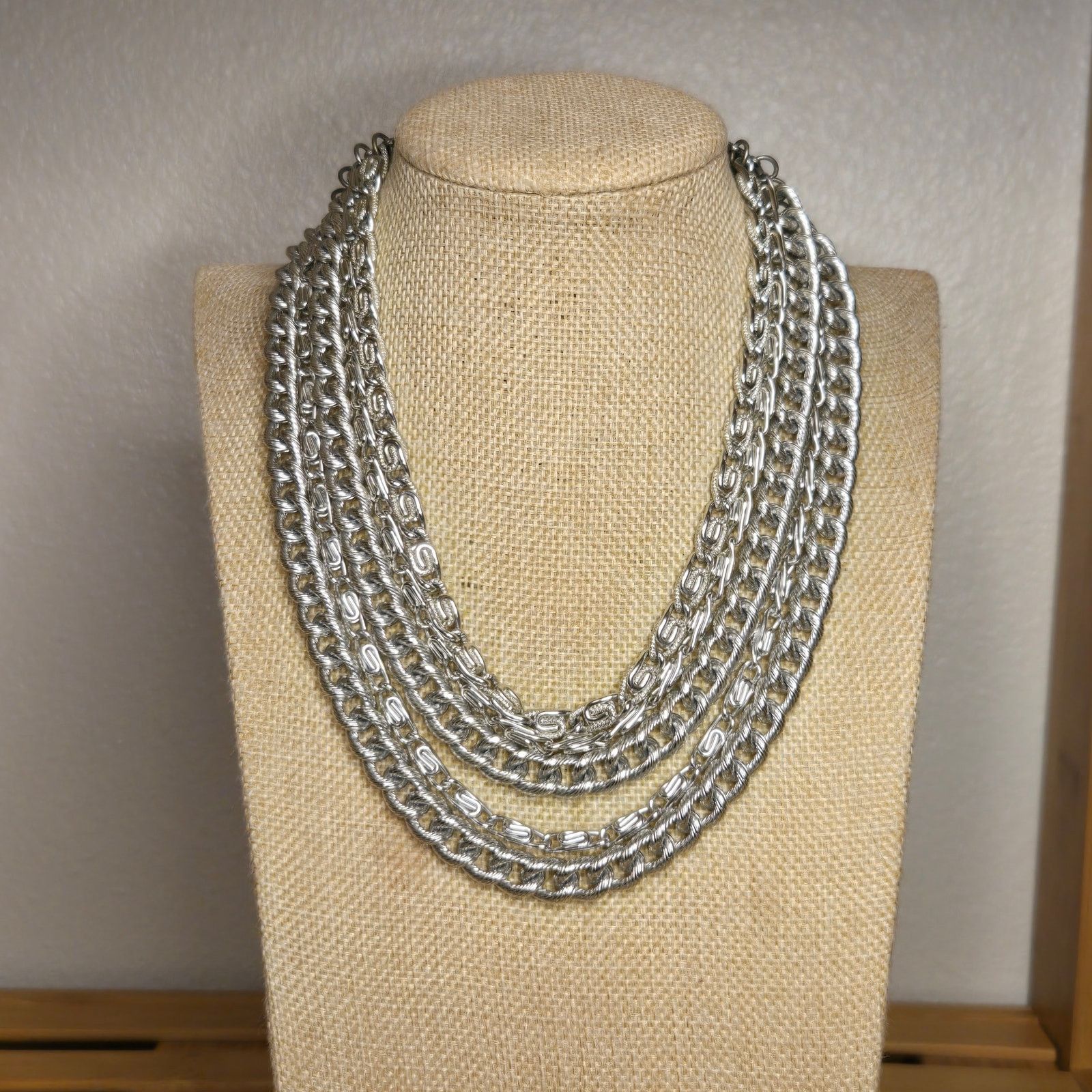 Vintage Vintage Silver Tone Multi-Strand Statement Necklace Size ONE SIZE - 2 Thumbnail