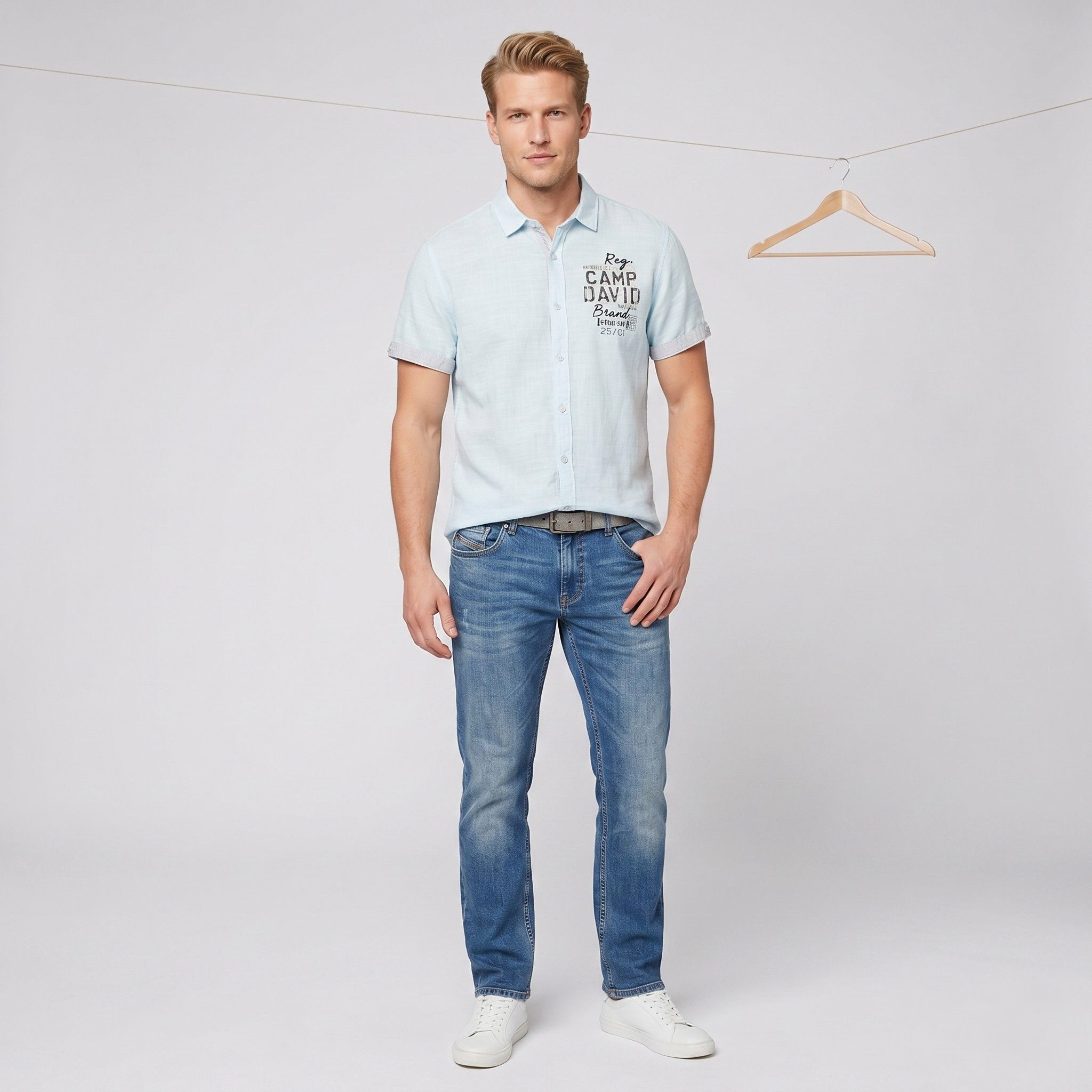 Camp David Camp David Men L Casual Shirt Regular Fit Blue 10290 Size US L / EU 52-54 / 3 - 1 Thumbnail