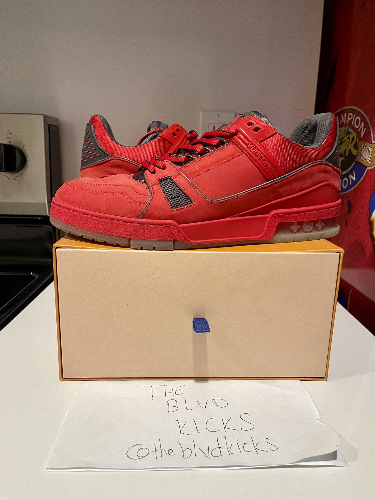 Louis Vuitton Louis Vuitton 408 Trainer Low Top Virgil Red Grey Size US 10 / EU 43 - 1 Thumbnail