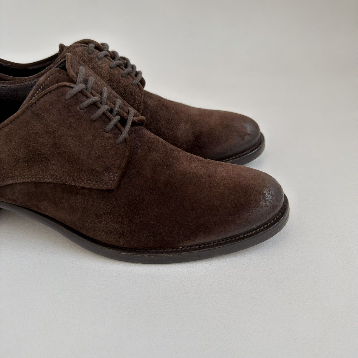Prada Brown Suede Burnished Tips Shoes Size US 7 / IT 37 - 9 Thumbnail