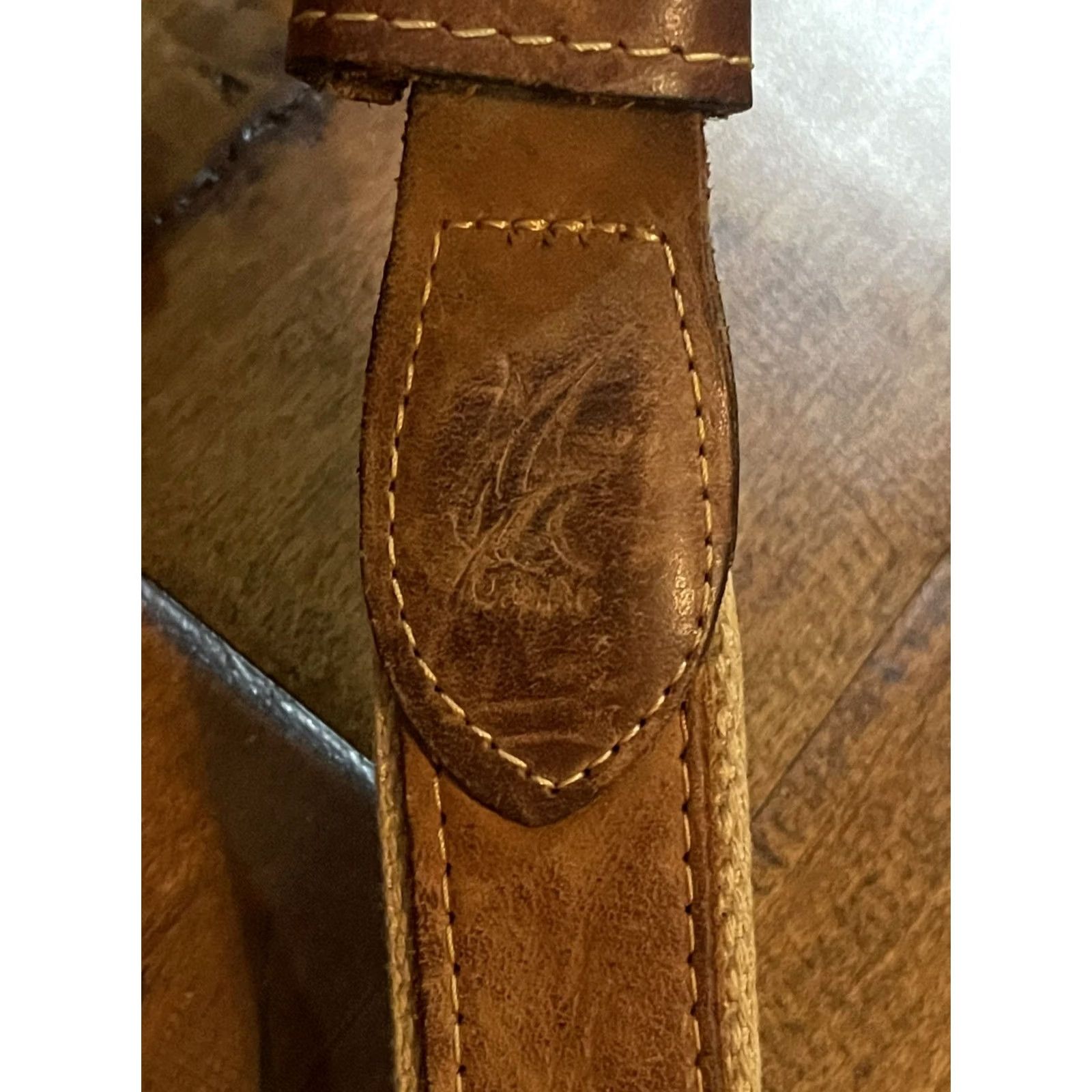 Vintage Marlin Swordfish USA Solid Brass Buckle Brown Leather Belt Mens 32 Size 32 - 5 Thumbnail